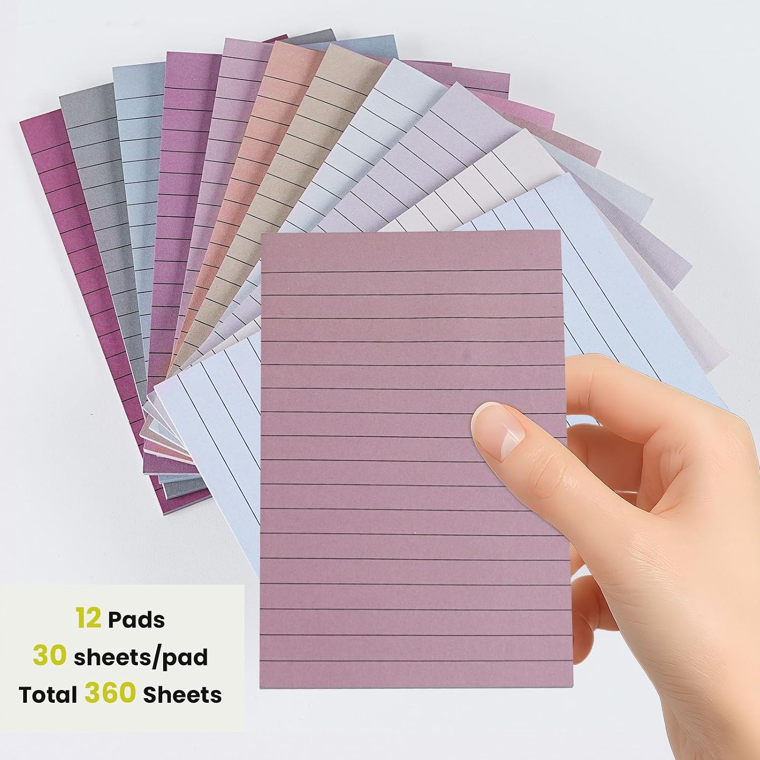 12 Pack Lined Sticky Notes in Retro Colors,Sticky Note Pads 4x6 in,Sticky Notes with Lines, Self-Stick Note Pads, Large Rectangular Notes for Office, Home, School, Meeting,30 Sheets/Pad image 4