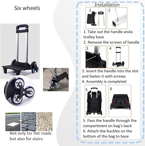 Miniatura 3 de Mochila con ruedas para niños y niñas, mochila escolar con ruedas para escuela primaria secundaria, bolsa de equipaje, D 6 Ruedas-camo Negro Blanco