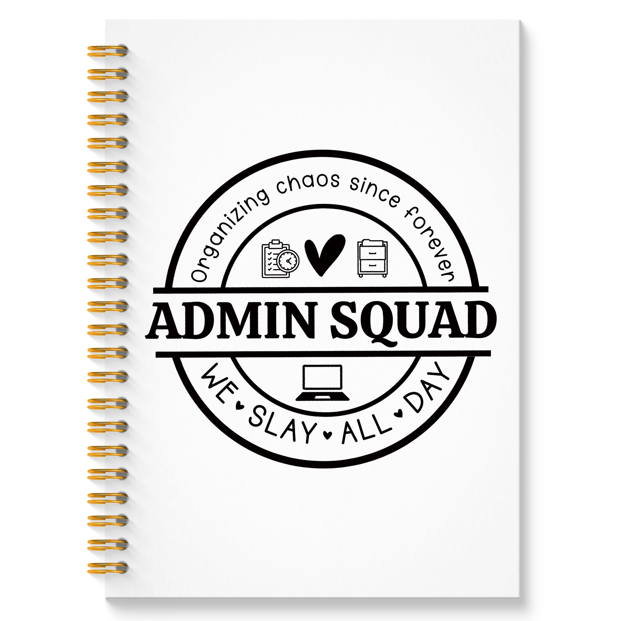 Admin Squad Office Glitter Spiral Notebook, Administrative Assistant Gifts Journal, School Administrator Staff Hardcover Notebook Journal for Writing Note Taking, 5.5x8.3 Inch