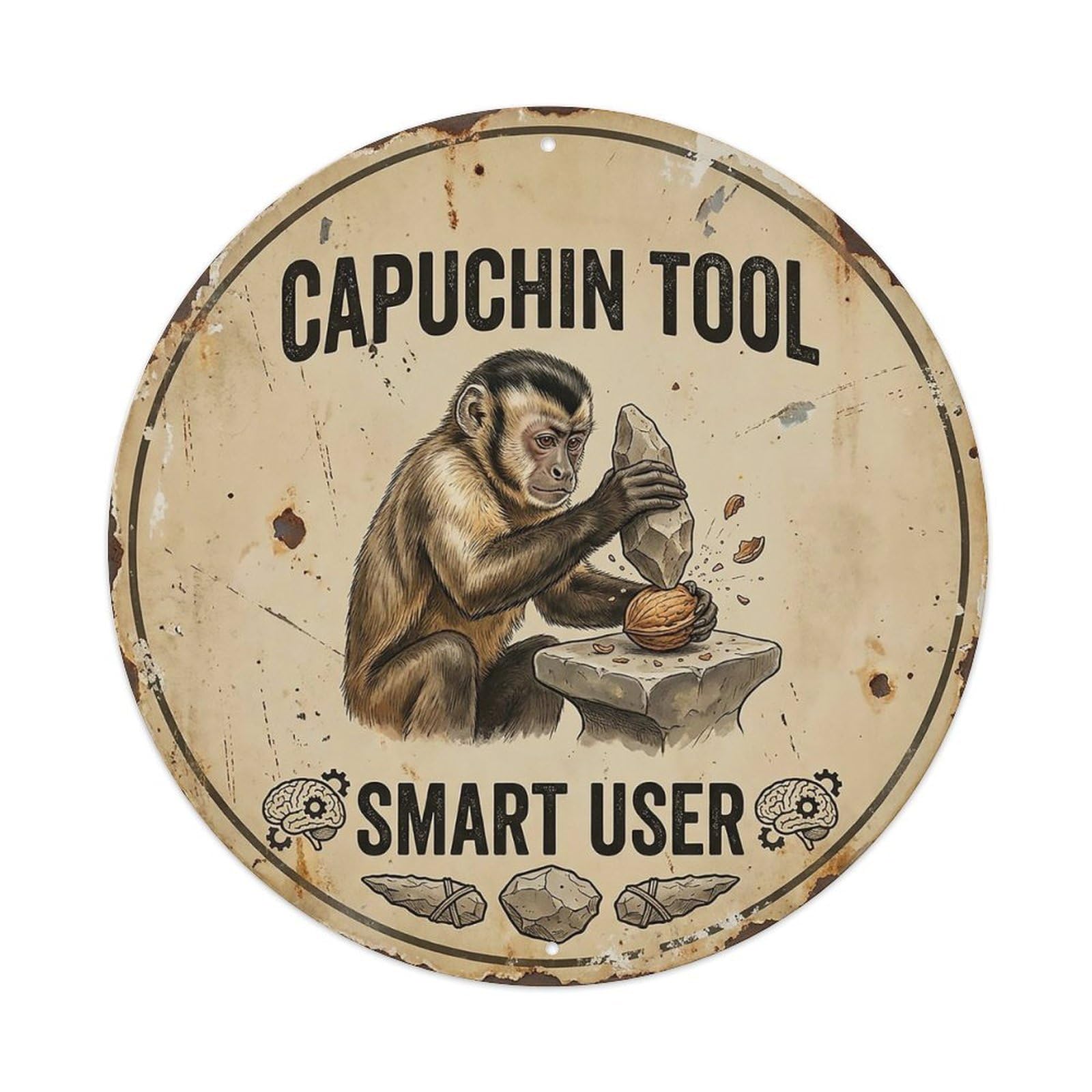Cxhjca 8X8inch(20X20cm) Capuchin Tool Smart User Metal Tin Sign