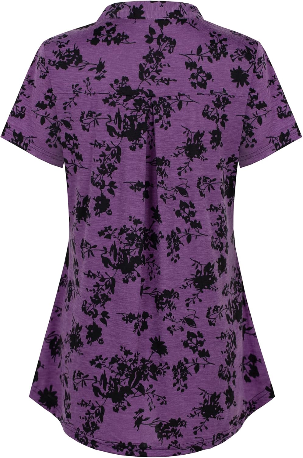 Ninedaily Women's Summer Tops Short Sleeve Casual Blouse Zip Floral Tunic Shirts - Image 2