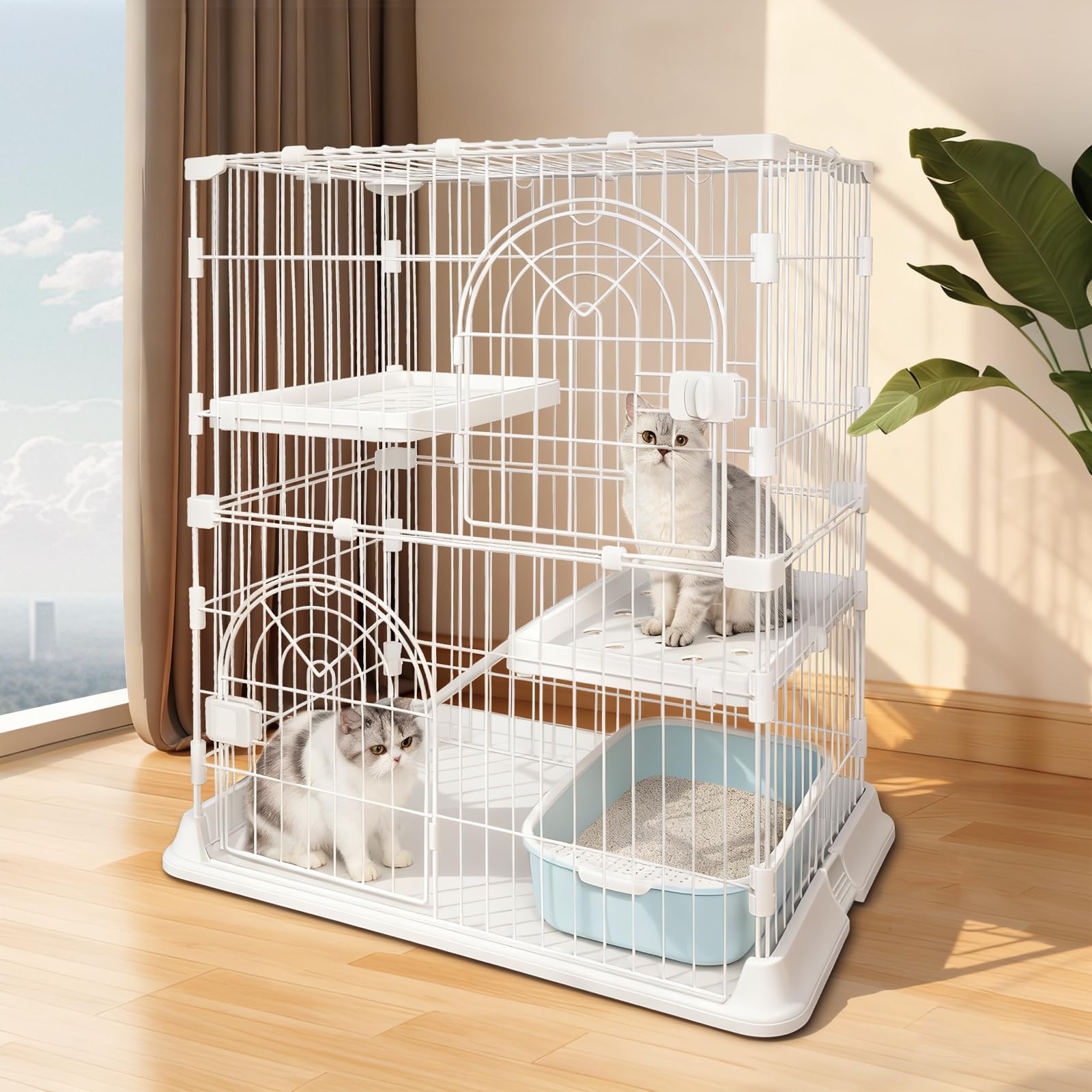 Amazon.co.jp: JPJieAnXin 猫 ケージ キャットケージ 2段 スリム 大型