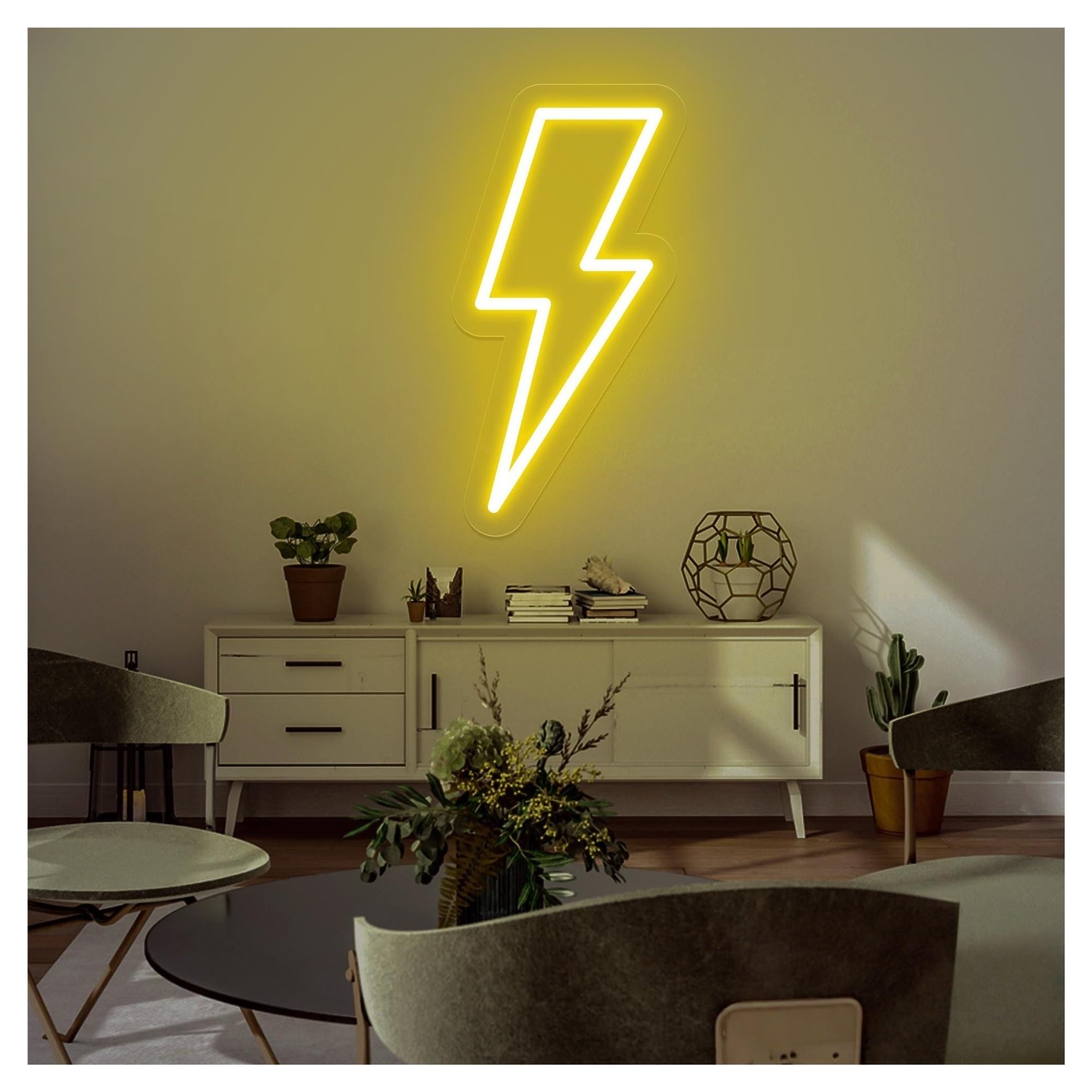 RONGCH Hanging Art Neon Signs Lightning Neon Sign, Suitable for Kids Room Decor with Brightness Adjustable 30cm(B)