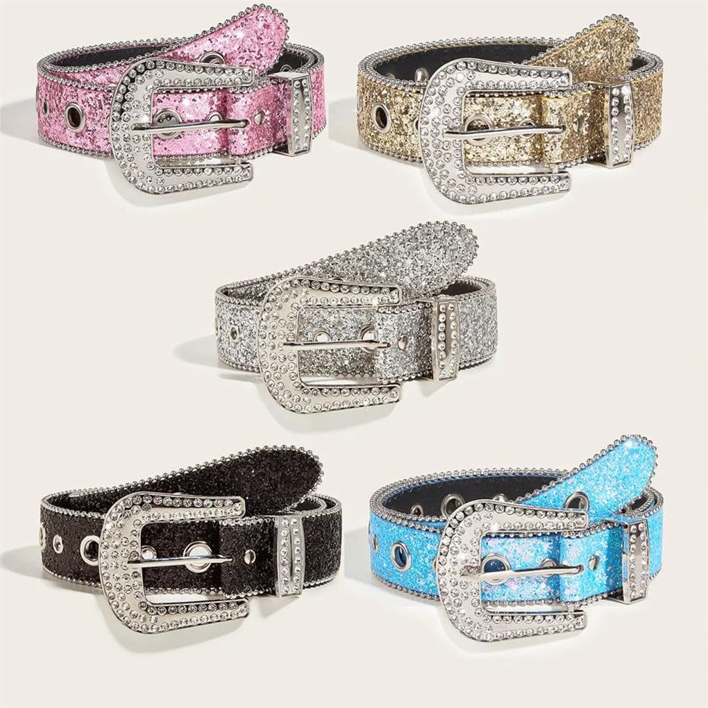 Cinturón de piel sintética con diamantes de imitación para mujer, accesorios de vestir