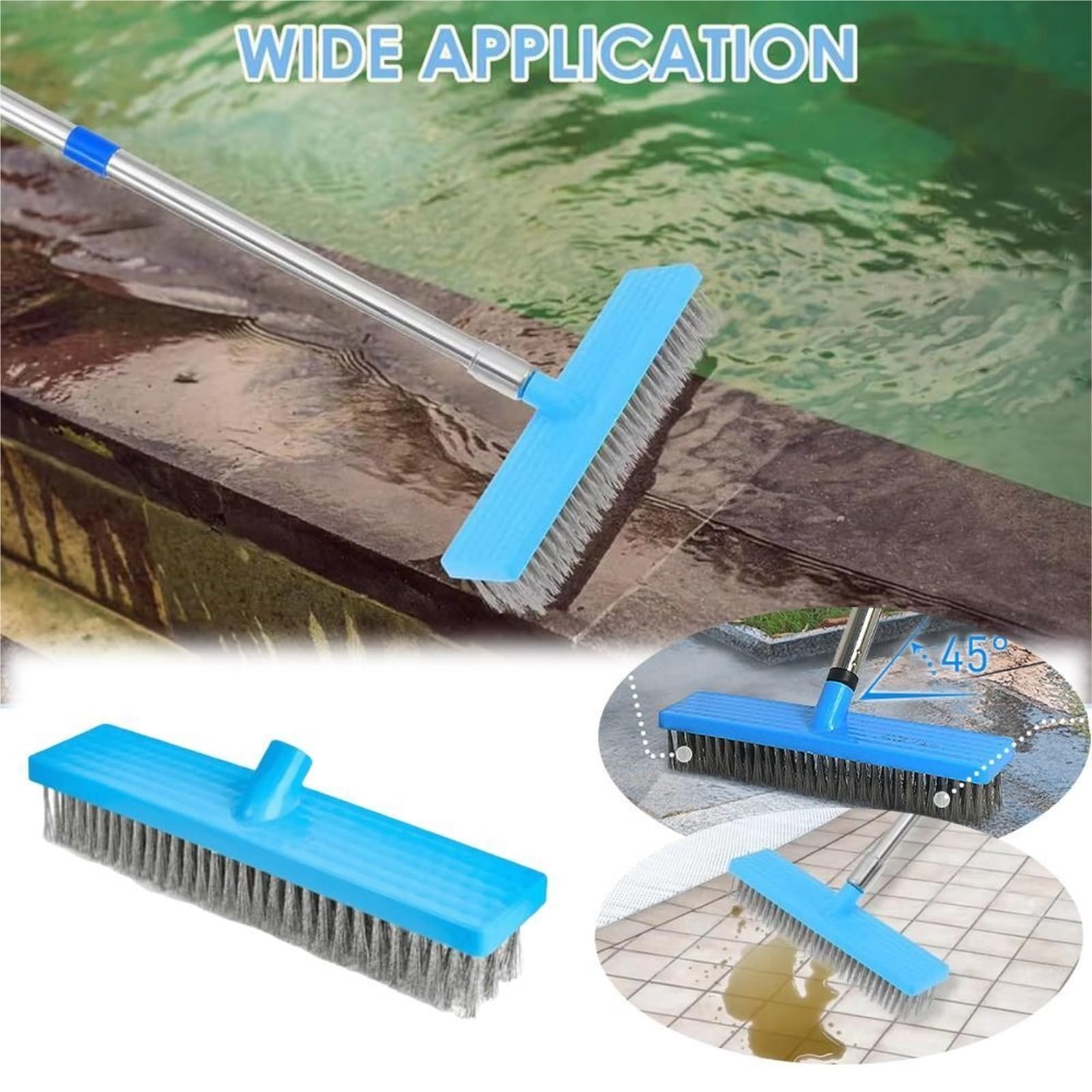 Spazzola per piscina Spazzola metallica for pavimenti con manico lungo