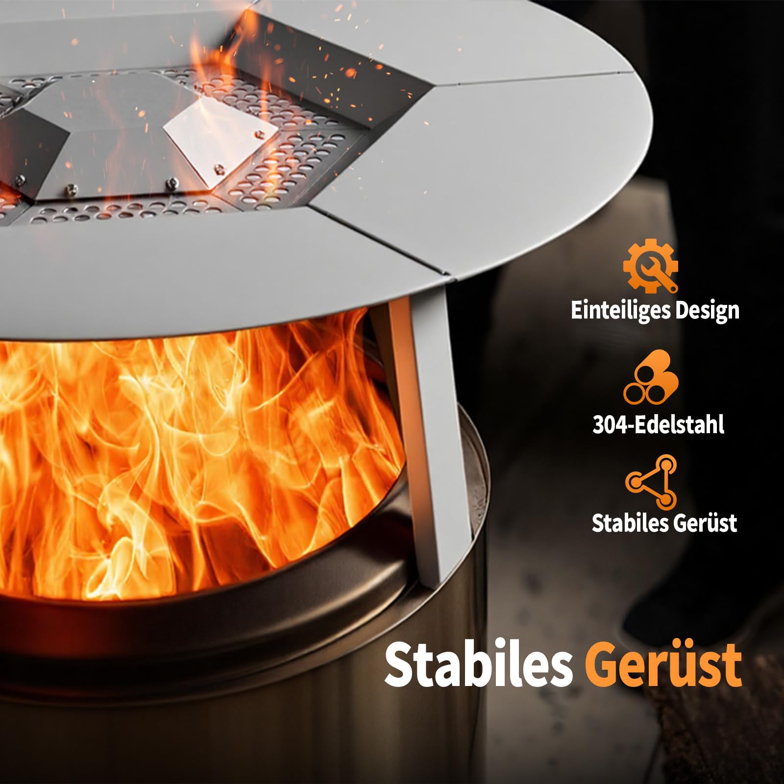 Wärmeverteiler Solo Stove Bonfire Feuerschale mit 3 abnehmbaren Füßen