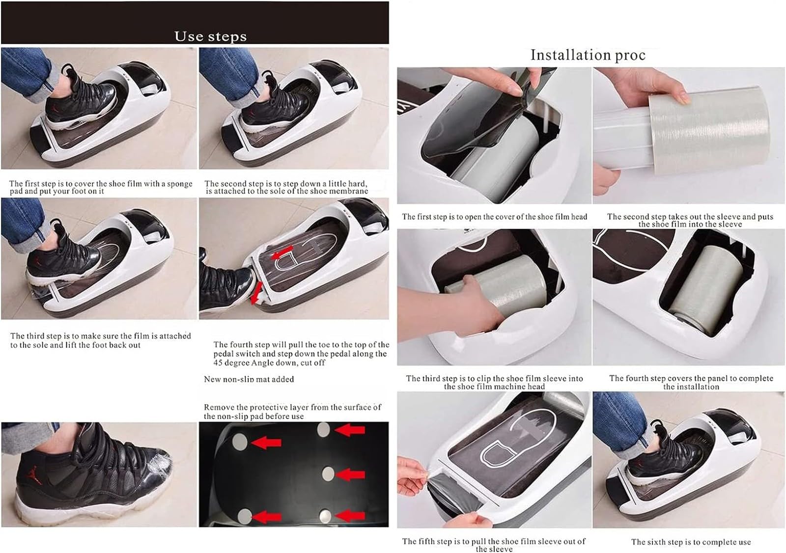 MáQuina Envolver Zapatos, MáQuina Cubrir Zapatos con 3 Rollos PelíCula Zapatos, MáQuina AutomáTica PelíCula Zapatos, MáQuina Dispensadora PortáTil Cubrezapatos Desechables(B)
