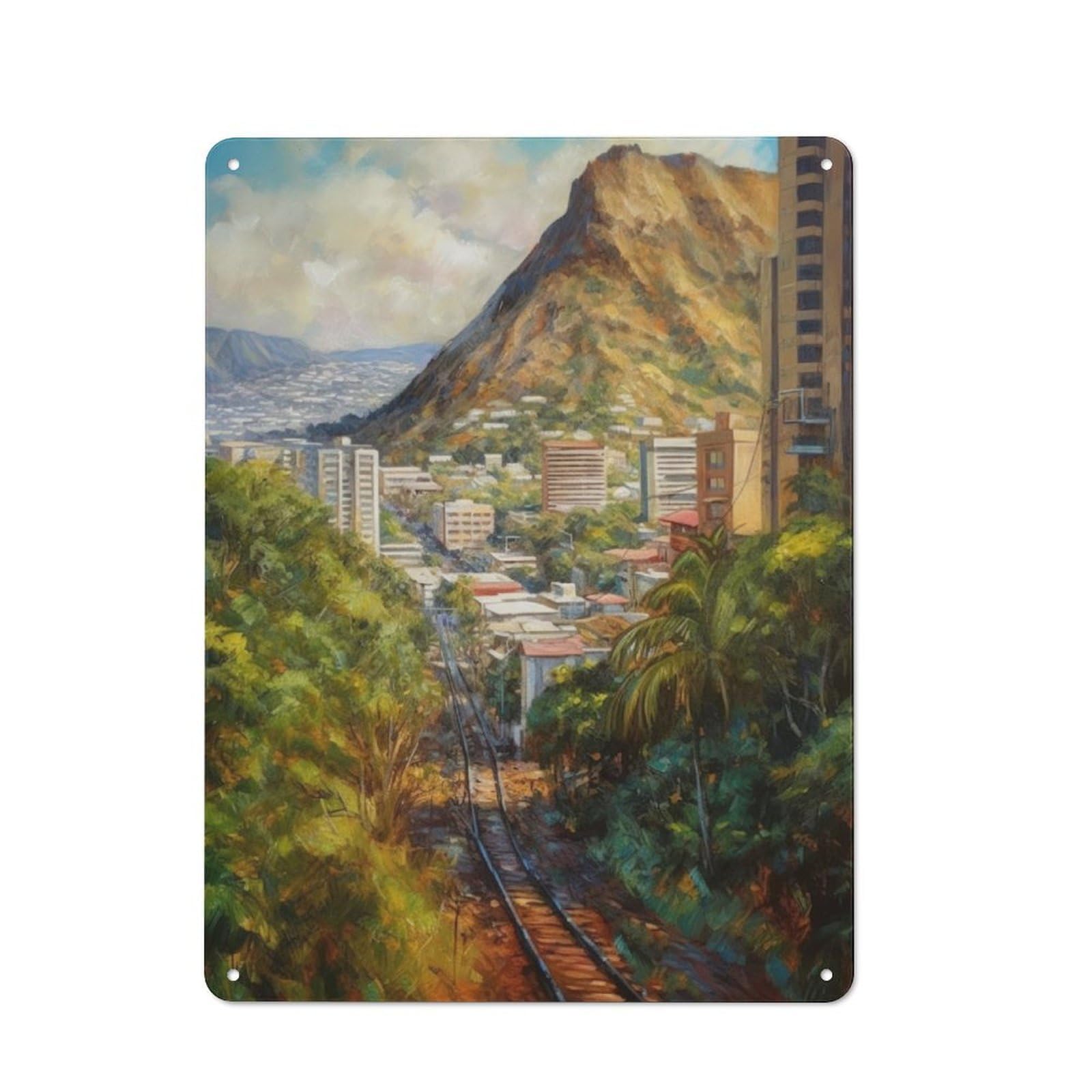 Junmoney Honolulu Art Usa Vintage Tin Sign 40X30cm With For Workshop Wall, For Kitchen, Dining Room And Home Bar Wall Decor