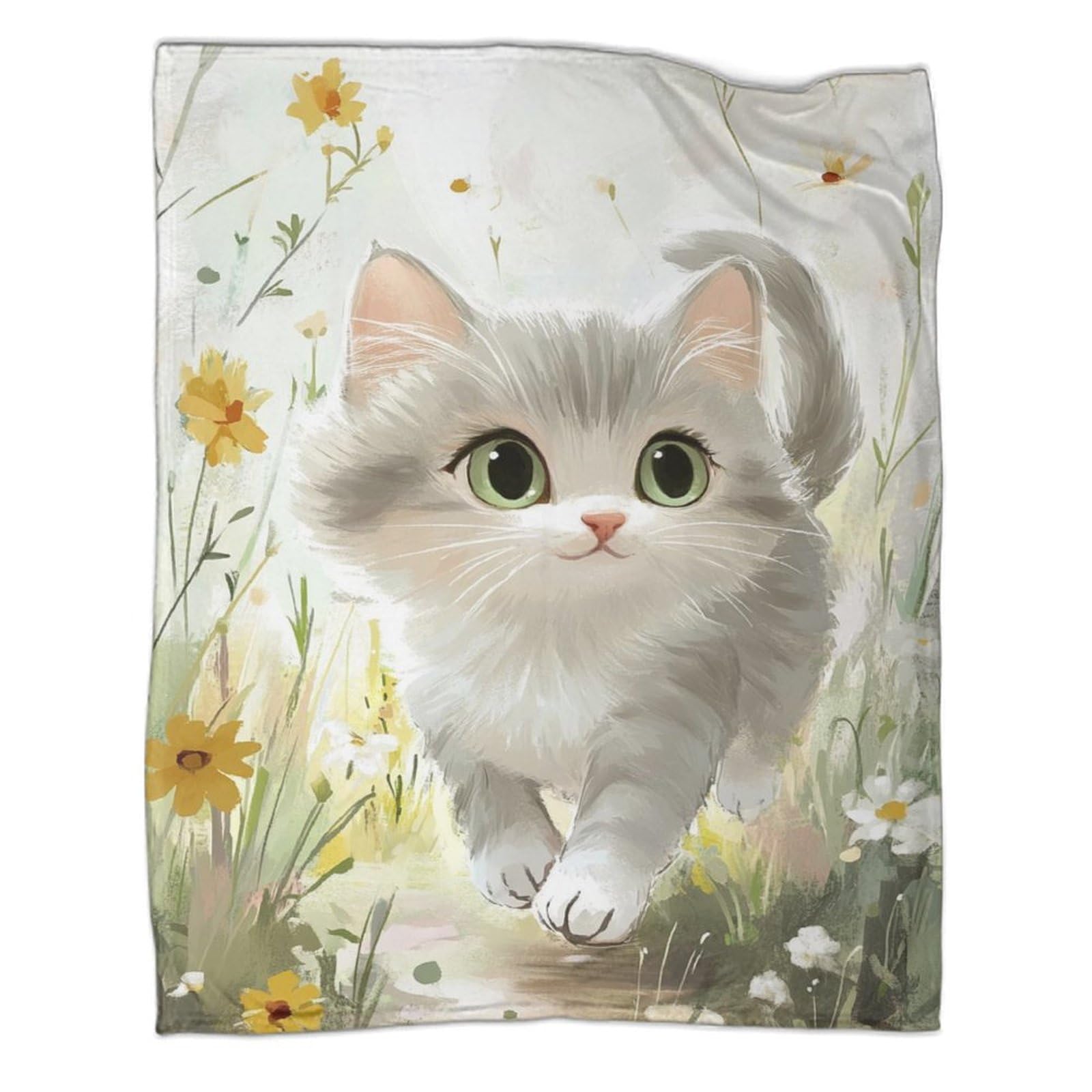 Couverture douce chat 3D flanelle haut de gamme ultra légère de style illustré