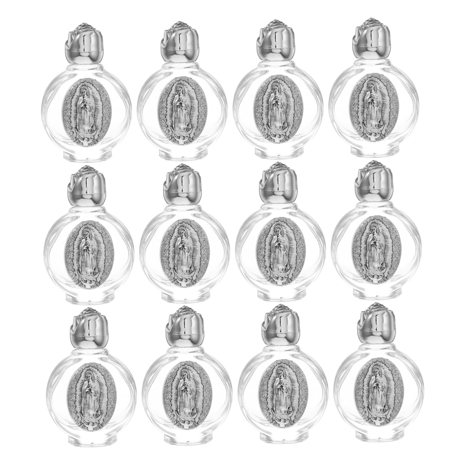 Bouteilles eau bénite OUNONA en verre transparent pour baptême catholique - Lot de 12 pièces