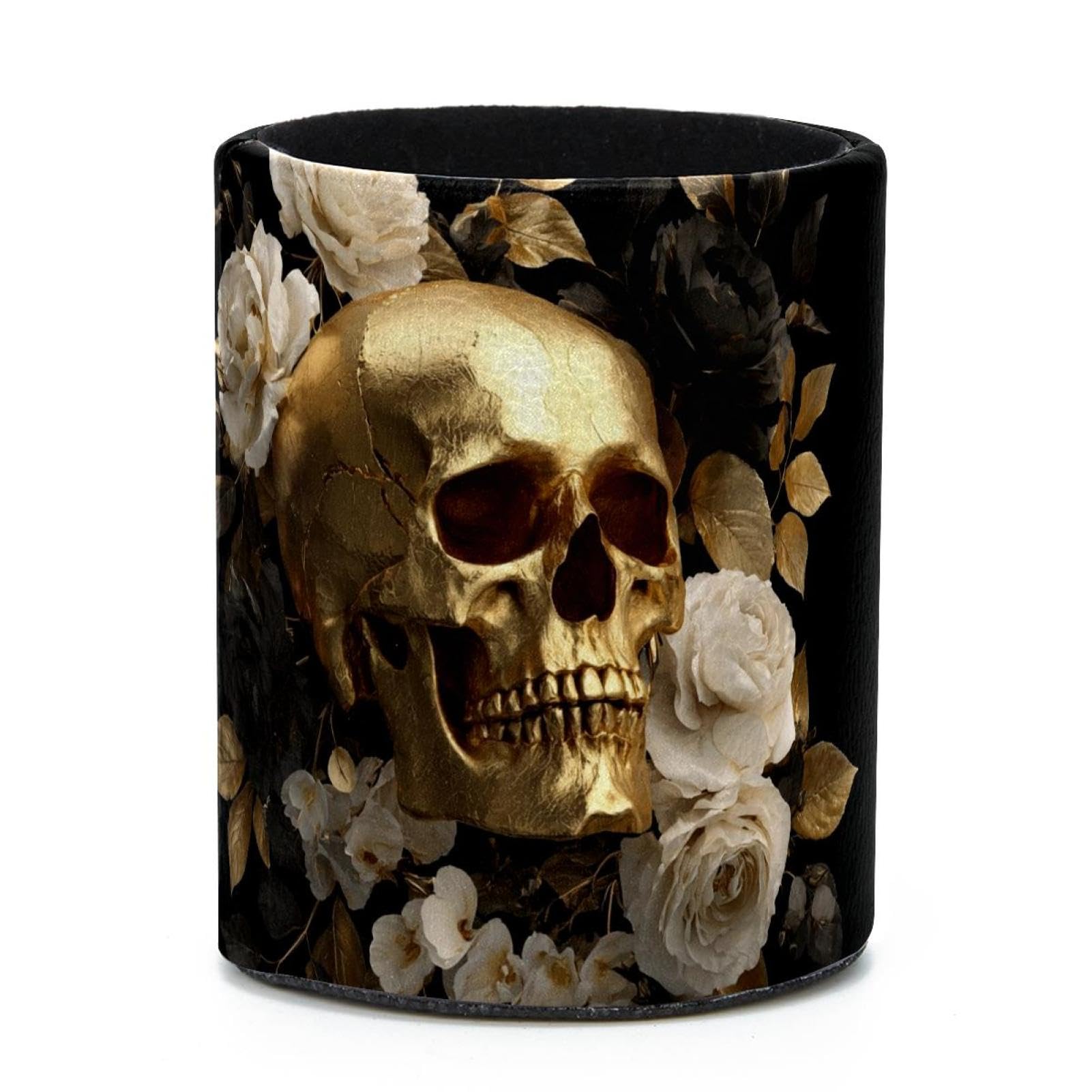 VAPOKF Round Pencil Holders for Desk, Skull Pen Holders Pen Pot Makeup Brushes Storage Desktop Stationery Supplies Organiser for Home Office
