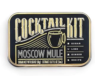 Moscow Mule Cocktail Set for Craft Cocktail Lovers - Mixology Bartender and Travel Kit Includes Cocktail Spoon, Sugar, Flavor and Recipe Drink Making Gift Box for All Occasions