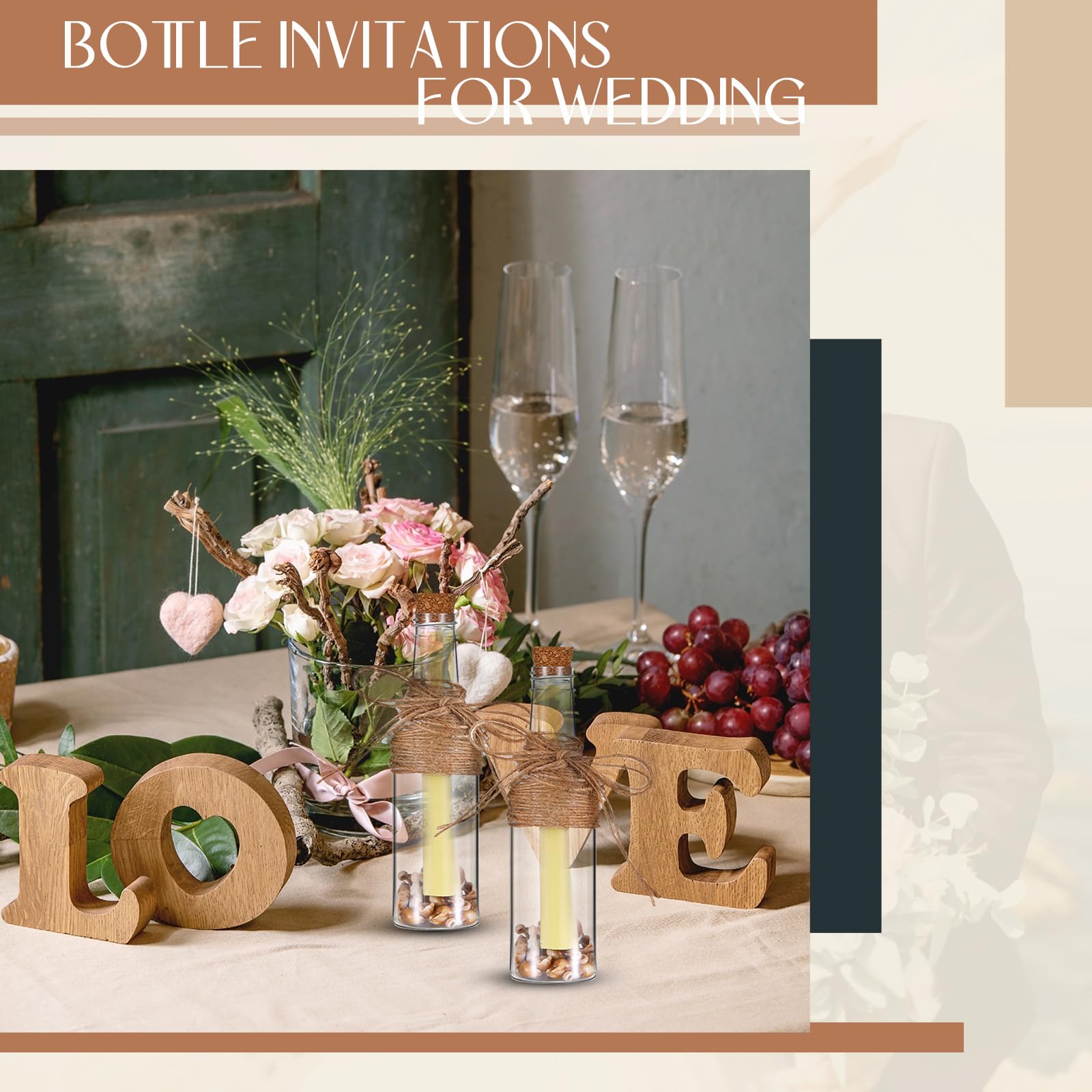 Tanlade 30 botellas de plástico para arte de arena con tapones de corcho de 5.6 onzas, botellas transparentes de poción con embudos de plástico para manualidades, bodas, fiestas de cumpleaños