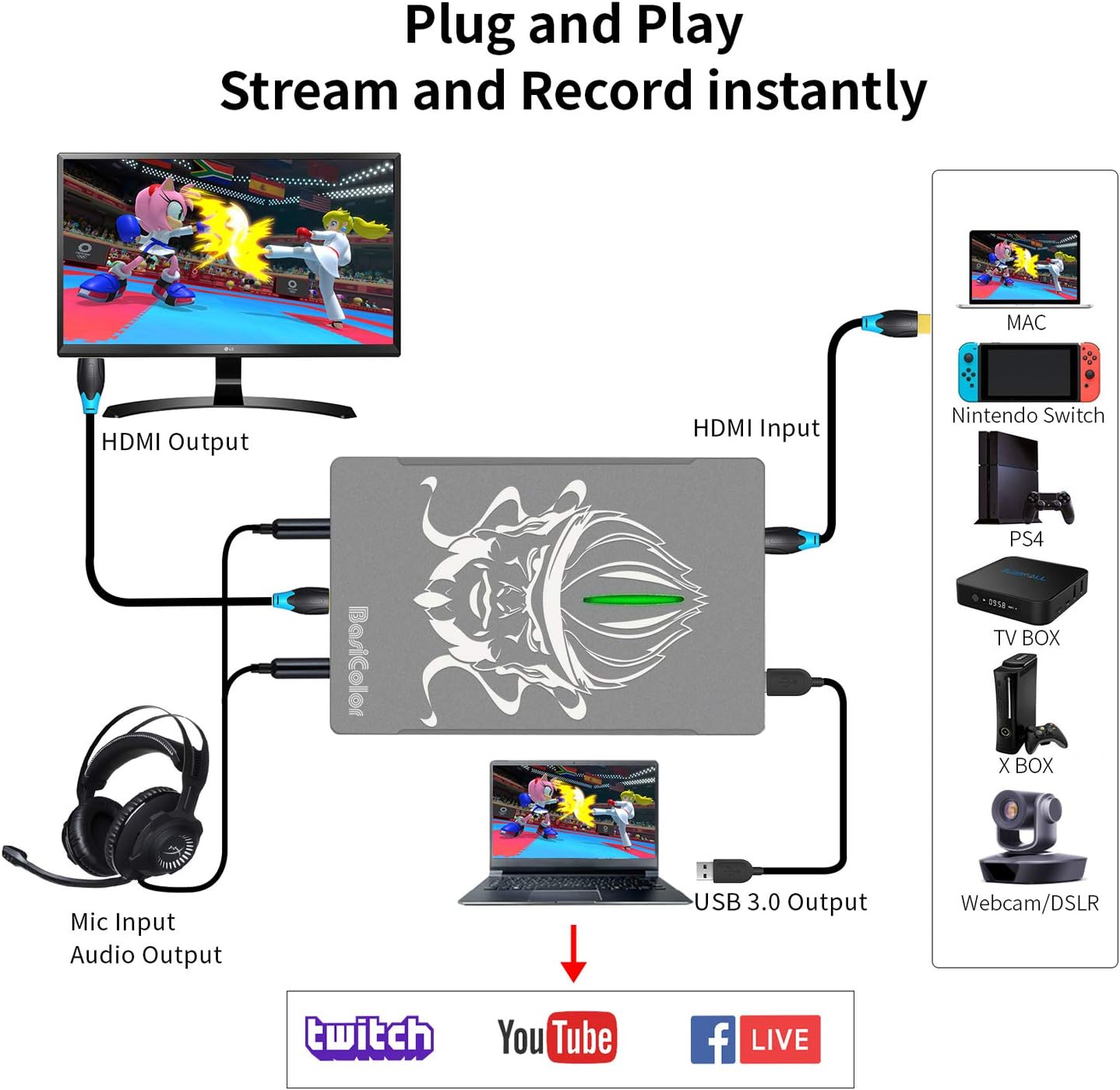 Bеѕt Rеvіеw Game USB3.0 Capture Card Live Streaming with HDMI Loop-Out, USB3.0 Capture Support 1080P 60FPS Mic in and Audio Out, Game Capture Card for Switch PS4/5 Xbox one etc... 80% оƒƒ Dіѕсоunt Game USB3.0 Capture Card Live Streaming with HDMI Loop-Out, USB3.0 Capture Support 1080P 60FPS Mic in and Audio Out, Game Capture Card for Switch PS4/5 Xbox one etc...