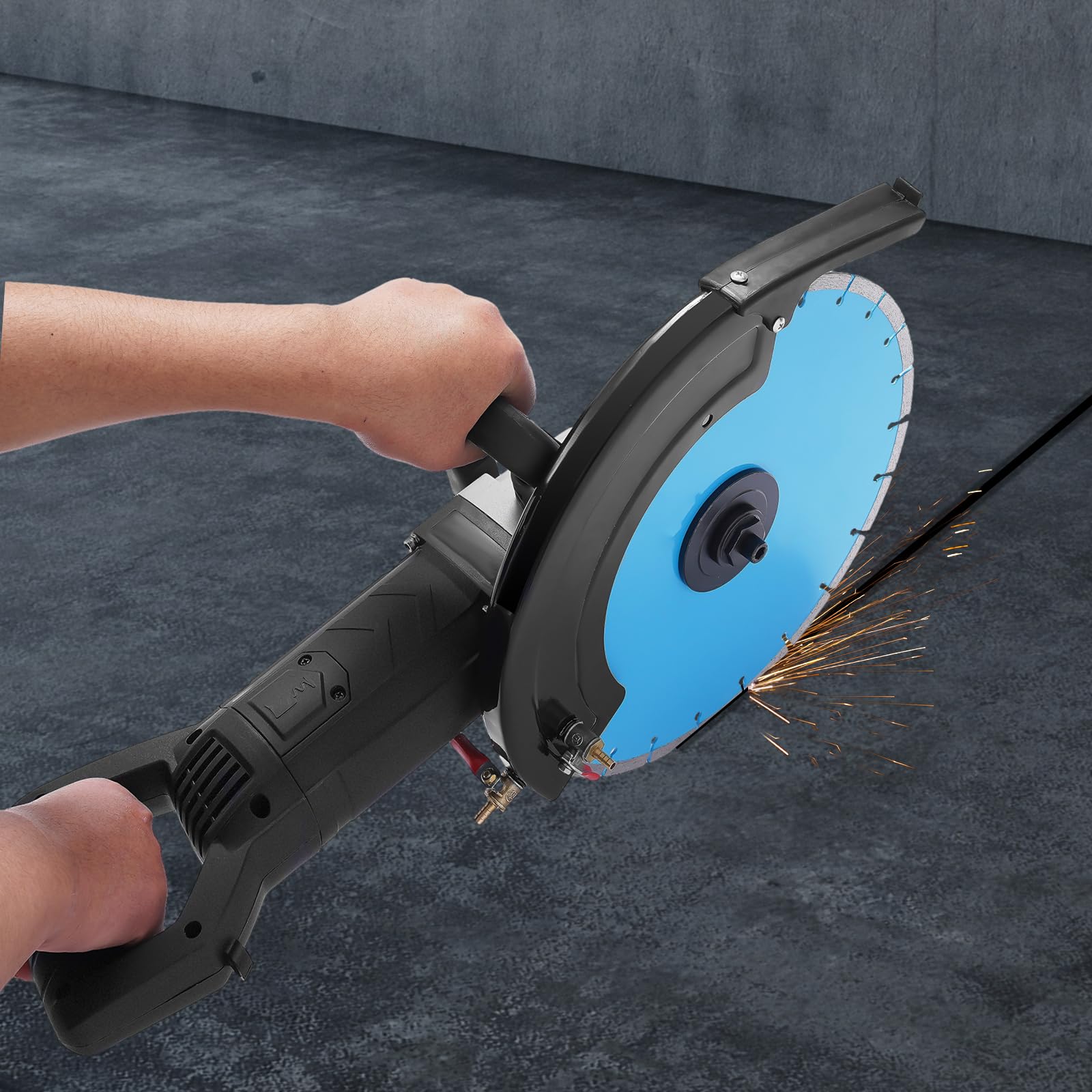 Sierra de hormigón eléctrica con hoja de diamante, 5800 W de potencia, 3800 rpm, hoja de 14 pulgadas, para hormigón, ladrillo y acero, ideal para construcción, taller y bricolaje, profundidad de corte