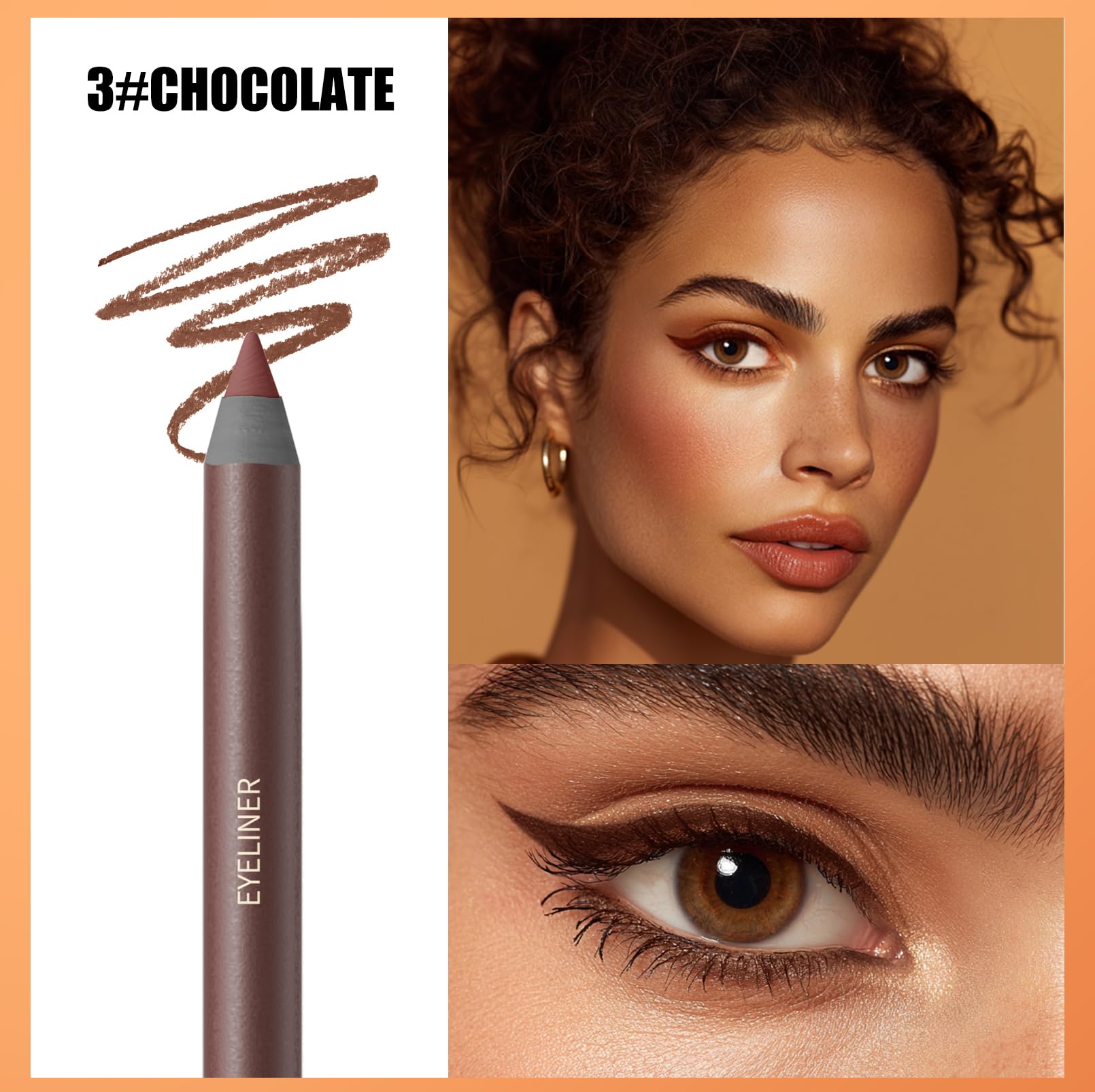 24HR Chocolate Waterproof Eyeliner Pencil, Silky Smooth Eyeliner for Mature Women Easy to Use - Image 2