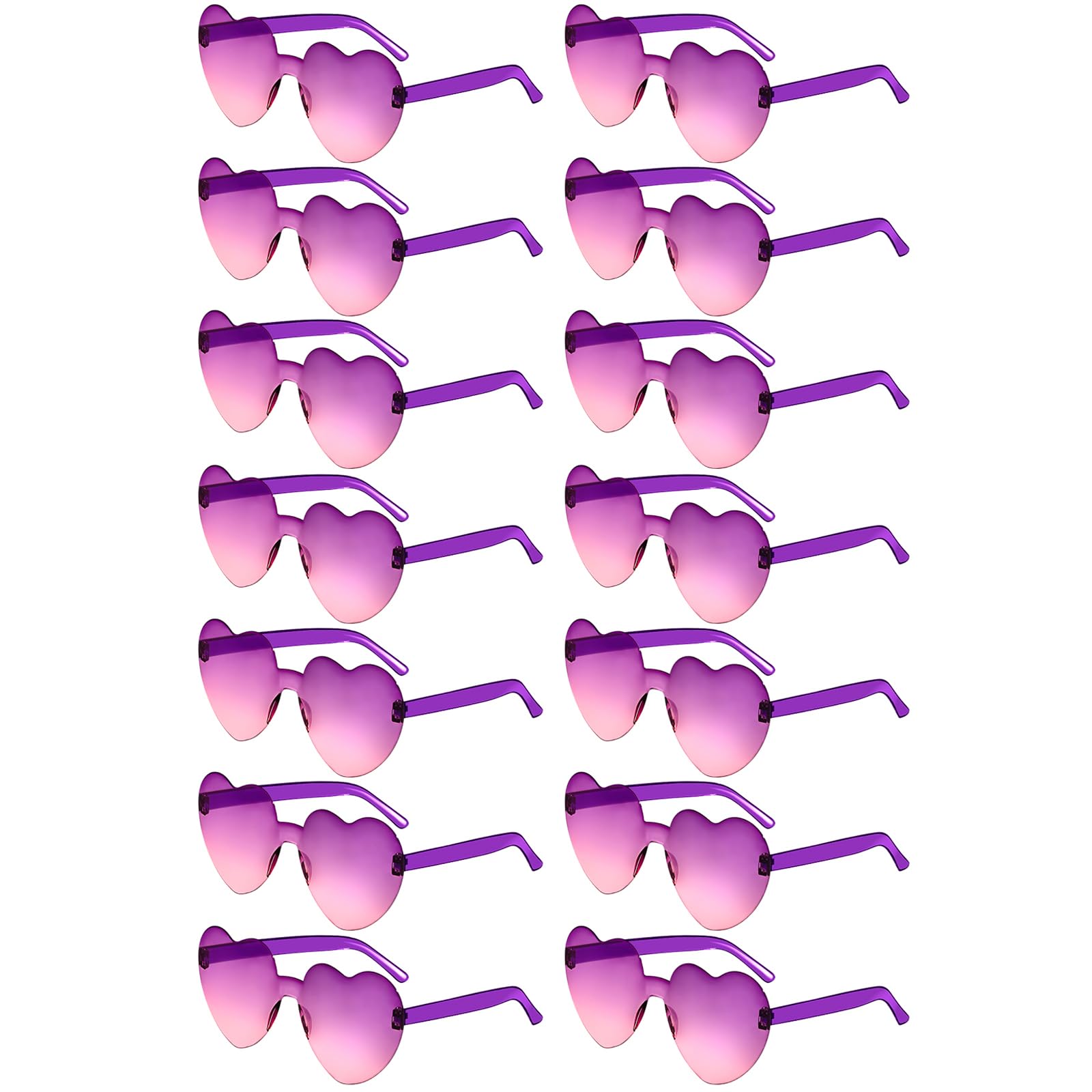 Geopty 14 Pack Heart Sunglasses for Women, Fun Cute Rimless Transparent Candy Color Heart Glasses Party Favors