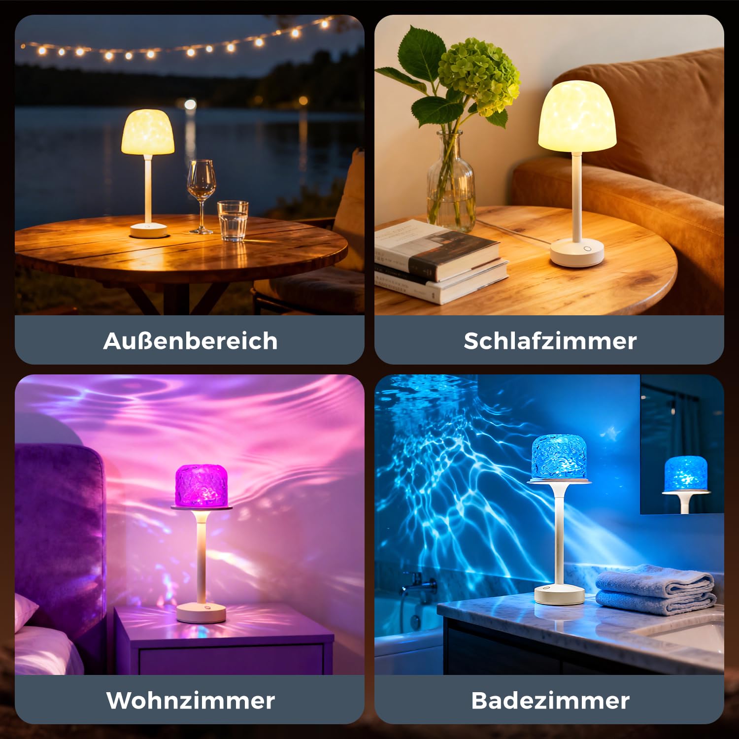 Shuniu Duschlampe Ocean Lamp Wave Lamp, Badezimmer Lichtprojektor mit 16 Farben Nordlicht, Wiederaufladbares Duschlampe mit Touch & Fernbedienung, Ambientelicht Nachtlicht Zimmer Deko