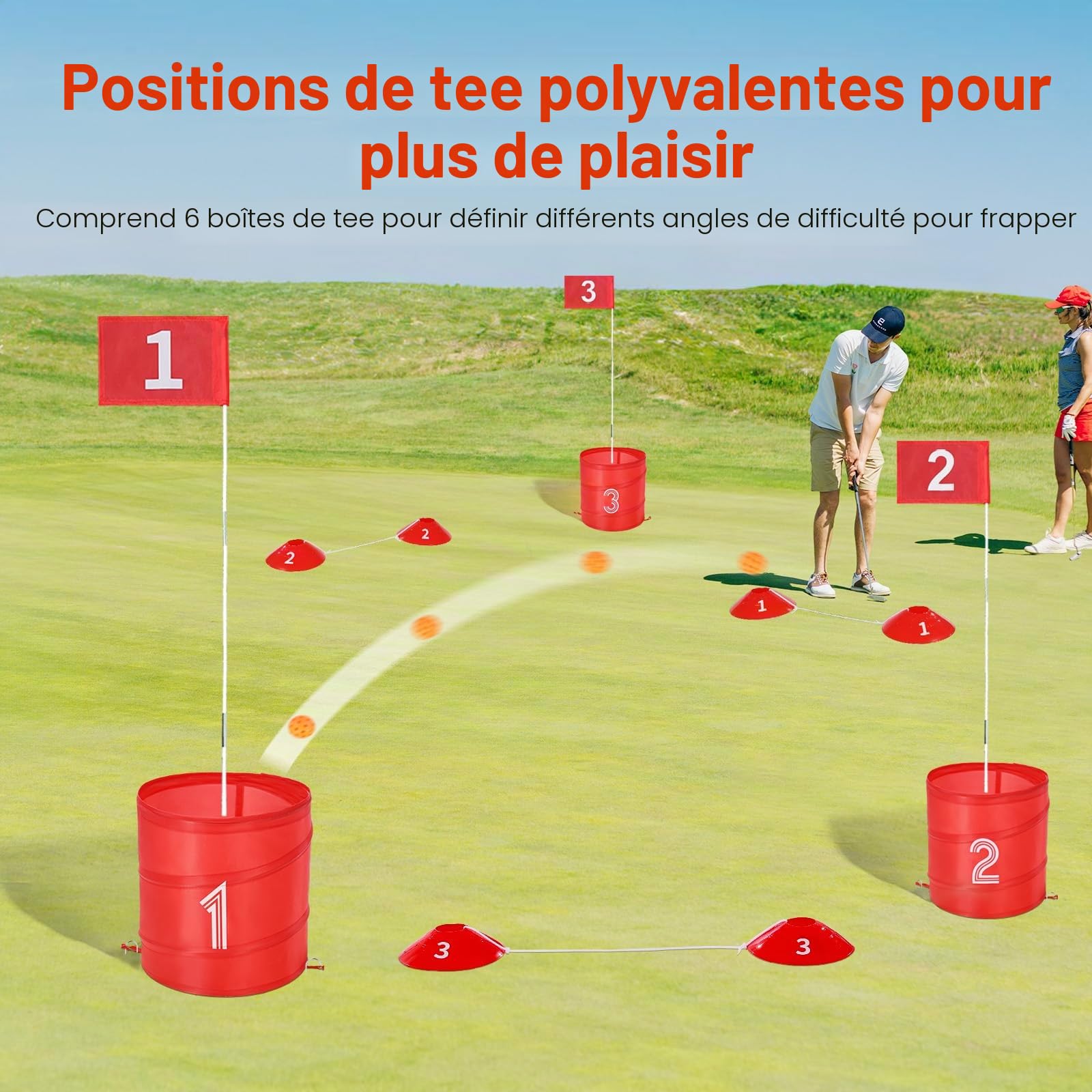 VEVOR Jeu de golf pour jardin, 6 trous, jeux d'entraînement de golf, jeu de golf pour la famille, adultes et enfants, jeux de golf portables pour pelouse, cour, camping, parc, plage