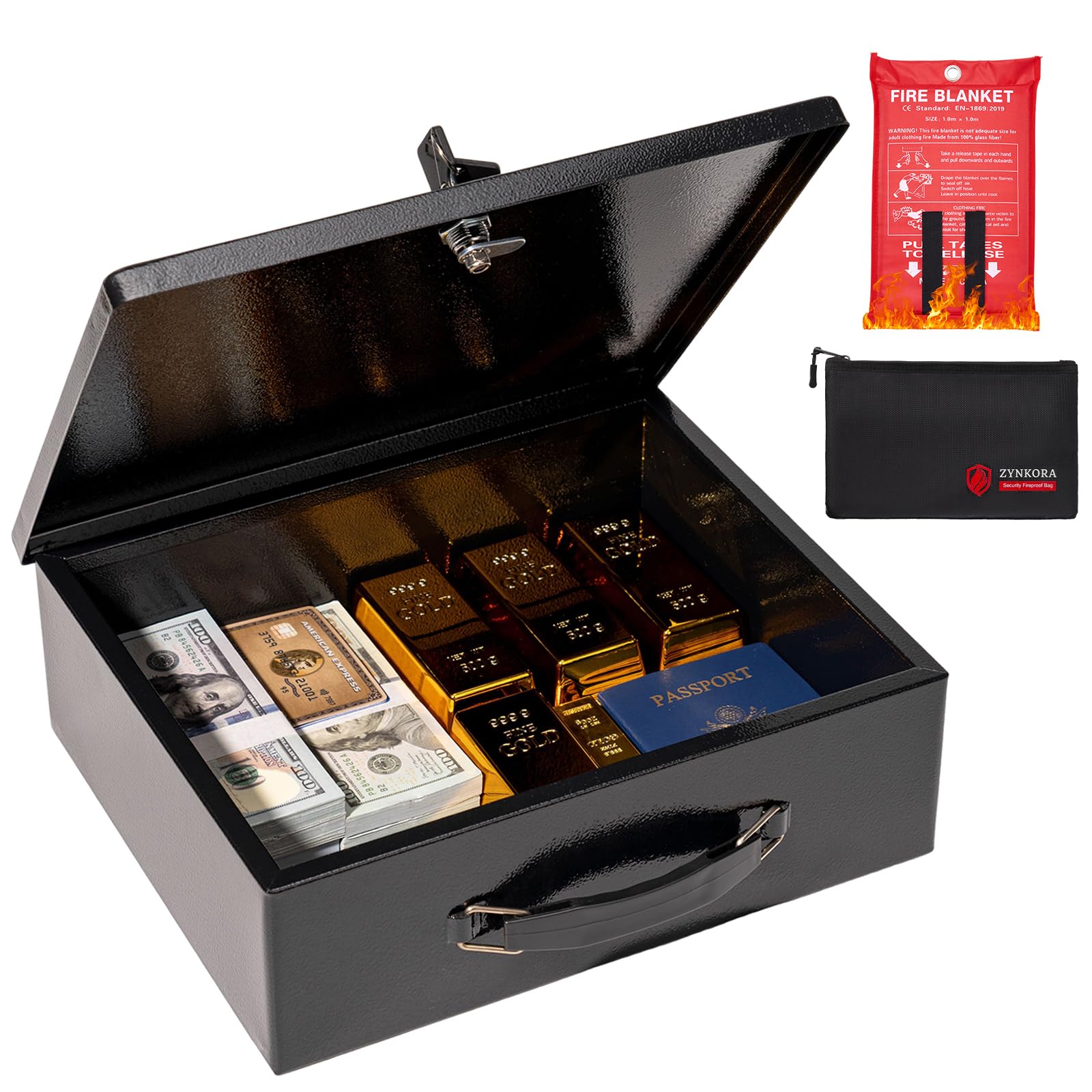 Amazon.co.jp: SAFEZynkora 耐火ドキュメントボックス キーロック&耐火