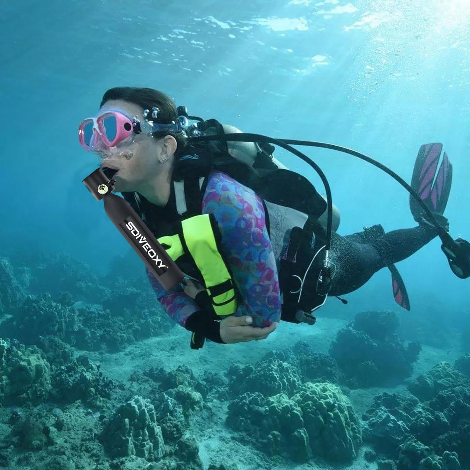 Scuba Diving Tank Equipment - Respirador para Buceo, con Bolsa Almacenamiento, 0,5 l, Bomba Mano diseño Recargable