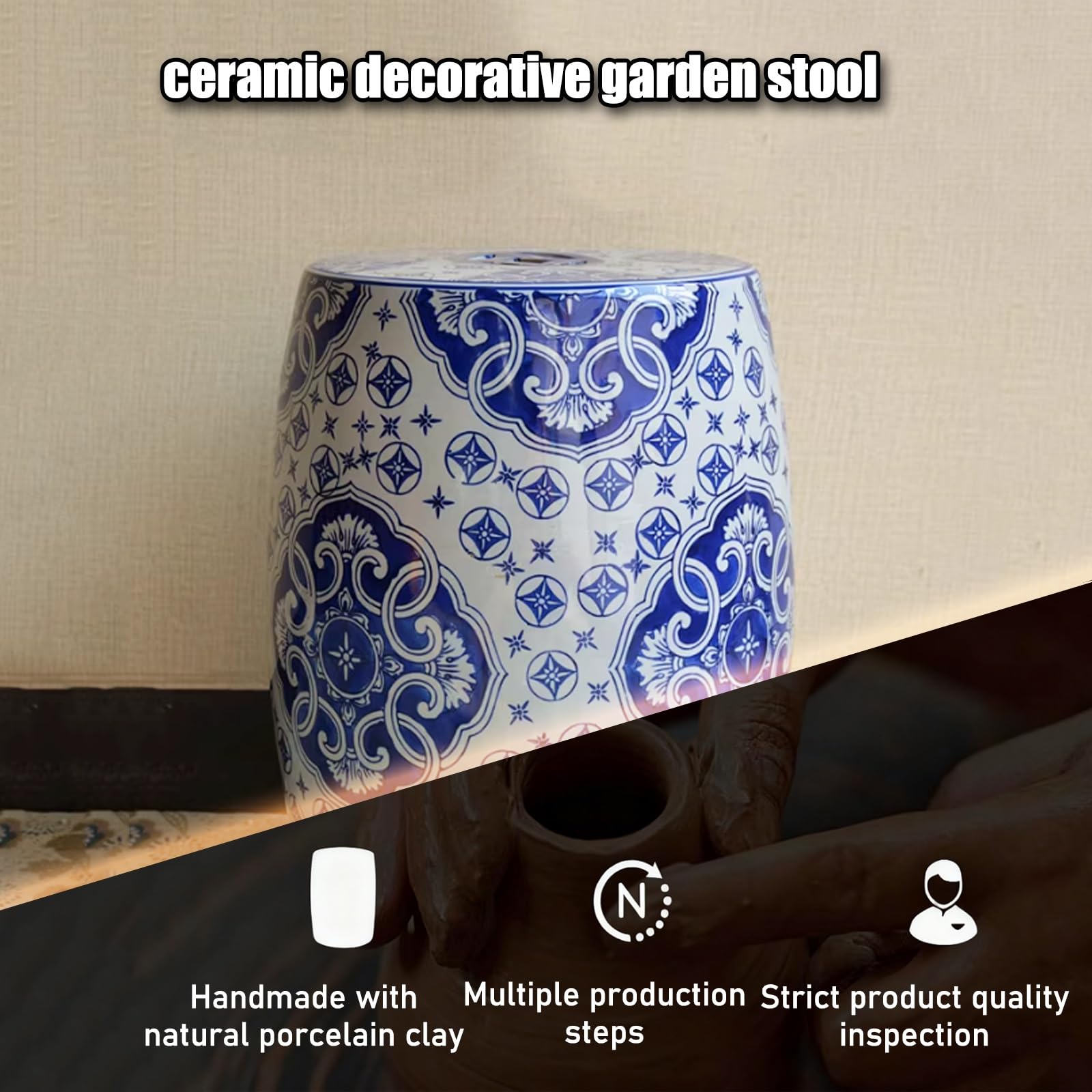 Ceramiczny stołek ogrodowy z pustą konstrukcją do wnętrz i na zewnątrz pomieszczeń mieszkalnych