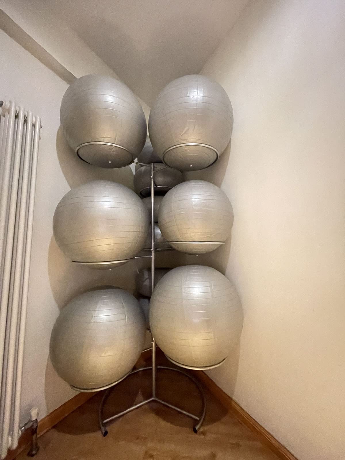 Soporte de Gran Capacidad para Pelotas de Yoga, Organizador Vertical de Metal para Pelotas de Pilates, Estante de pie.