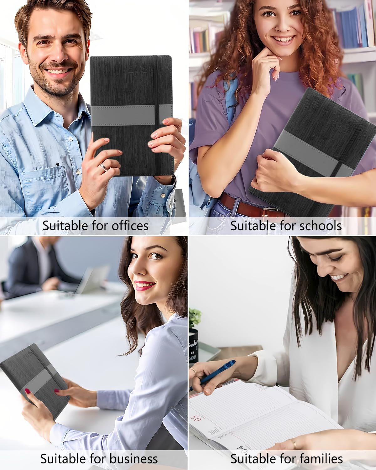 Agenda 2026 (DE/IT/ES/EN/FR) Impermeabile - Copertina in PU+CARTA con Elastico | Pagina al Giorno | Formato A5, Festività UE, Gennaio-Dicembre 2026