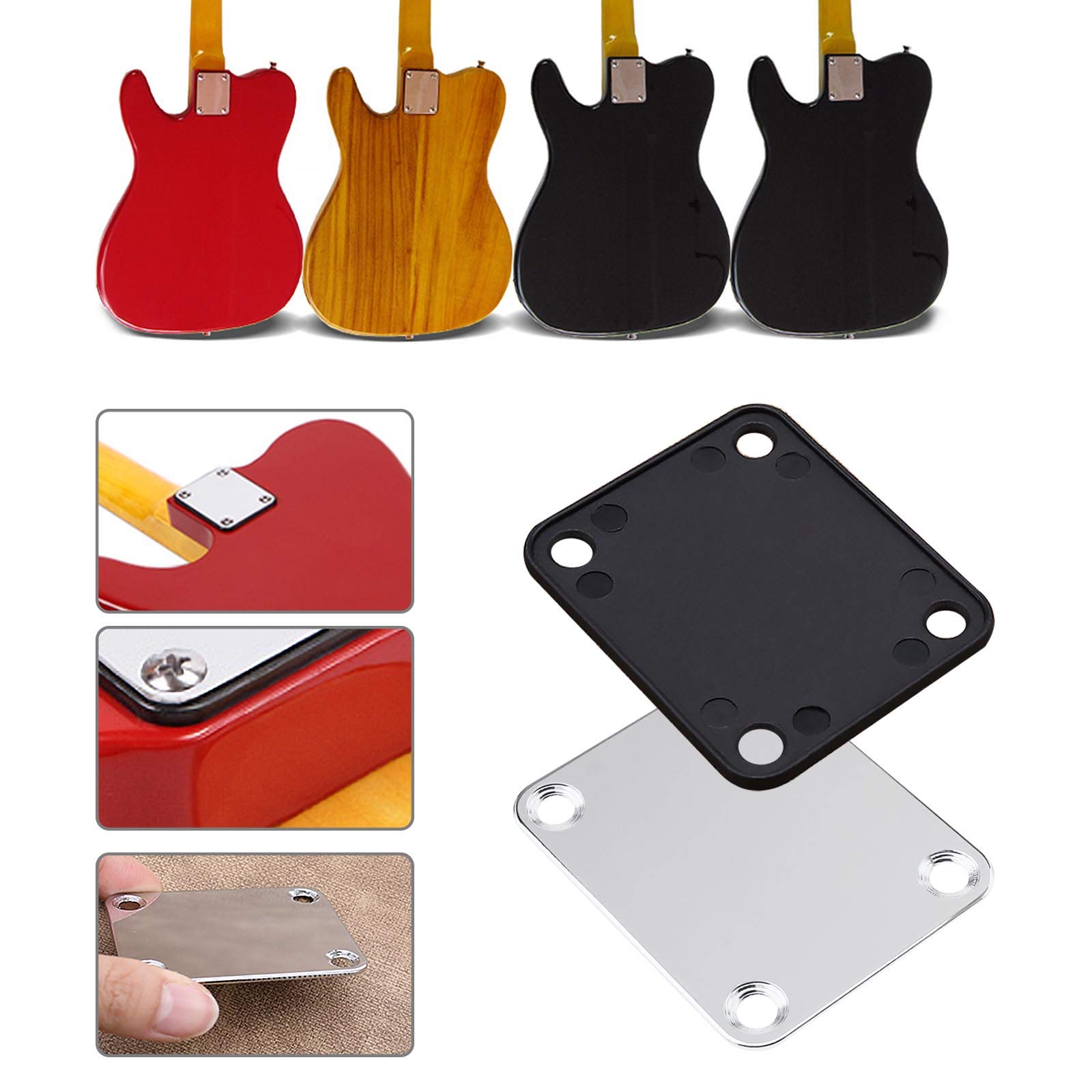 Tasti Cinghia Chitarra Tasti Cinghia Oversize Neri Per Chitarra E Basso - 2 Pezzi Con Viti Da 17 Mm, Vintage Forge Olympus 17 Mm - Foto 3