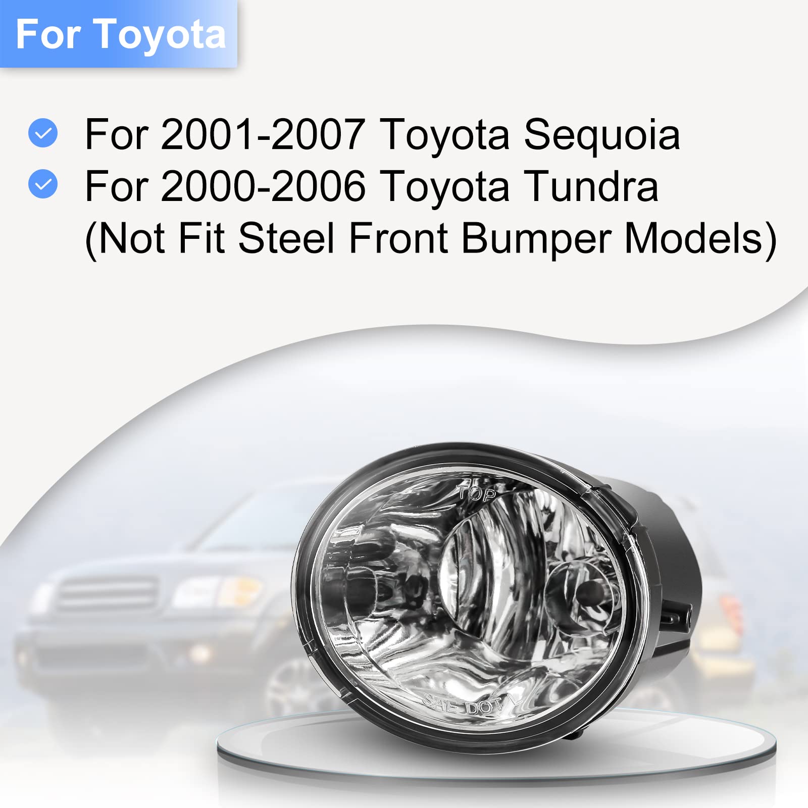 ROXX Fog Light Set for 2001-2007 Toyota Sequoia, 2000-2006 Toyota Tundra w/Bulbs + Wiring Kit + Switch, Driving Fog Light Assembly (Clear Lens)