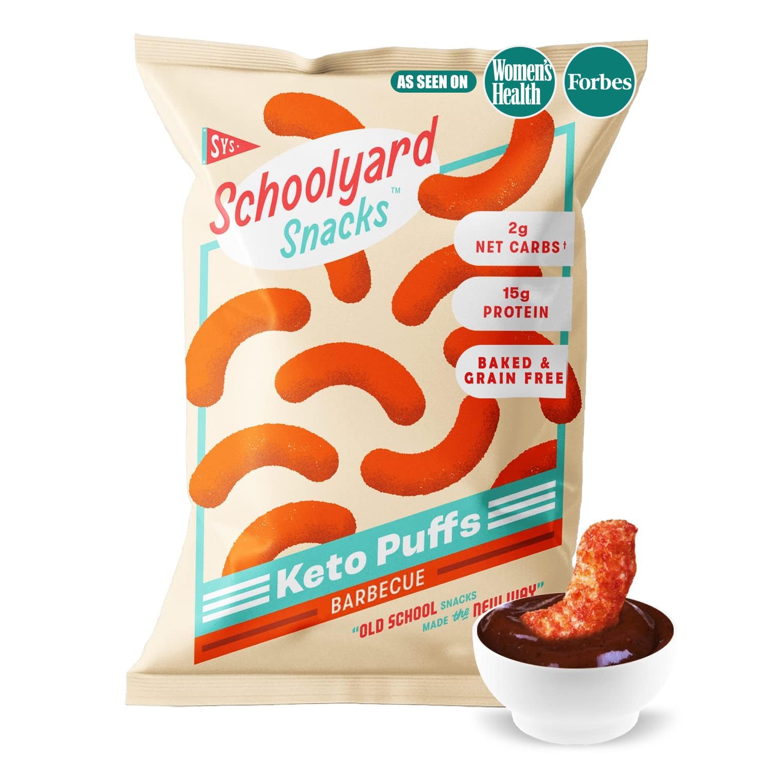 Schoolyard Keto Protein Puffs (BBQ) - Low Carb, Low Sugar, 15g Protein, Gluten Free, High Protein Snack - Healthy, Diabetic Friendly, Low Calorie for kids and Adults | USA Made, (12 Pack)