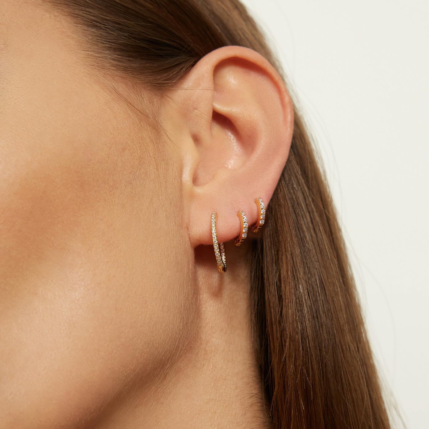 BMMYE Gold Huggie Hoop Earrings for Women Hypoallergenic 14K Gold Plated Mini Hoops Earrings Set for Multiple Piercing Lightweight Small Hoop Earrings Stack Jewelry for Gifts - Image 4