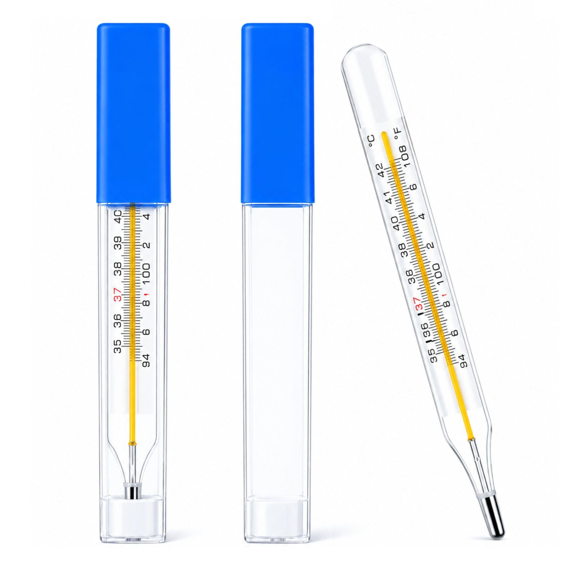 Clinical Glass Thermometer for Fever Measurement | Accurate Body Temperature Monitor with Protective Case | Mercury Free Analog Medical Thermometer for Home Pack of 2-image-40
