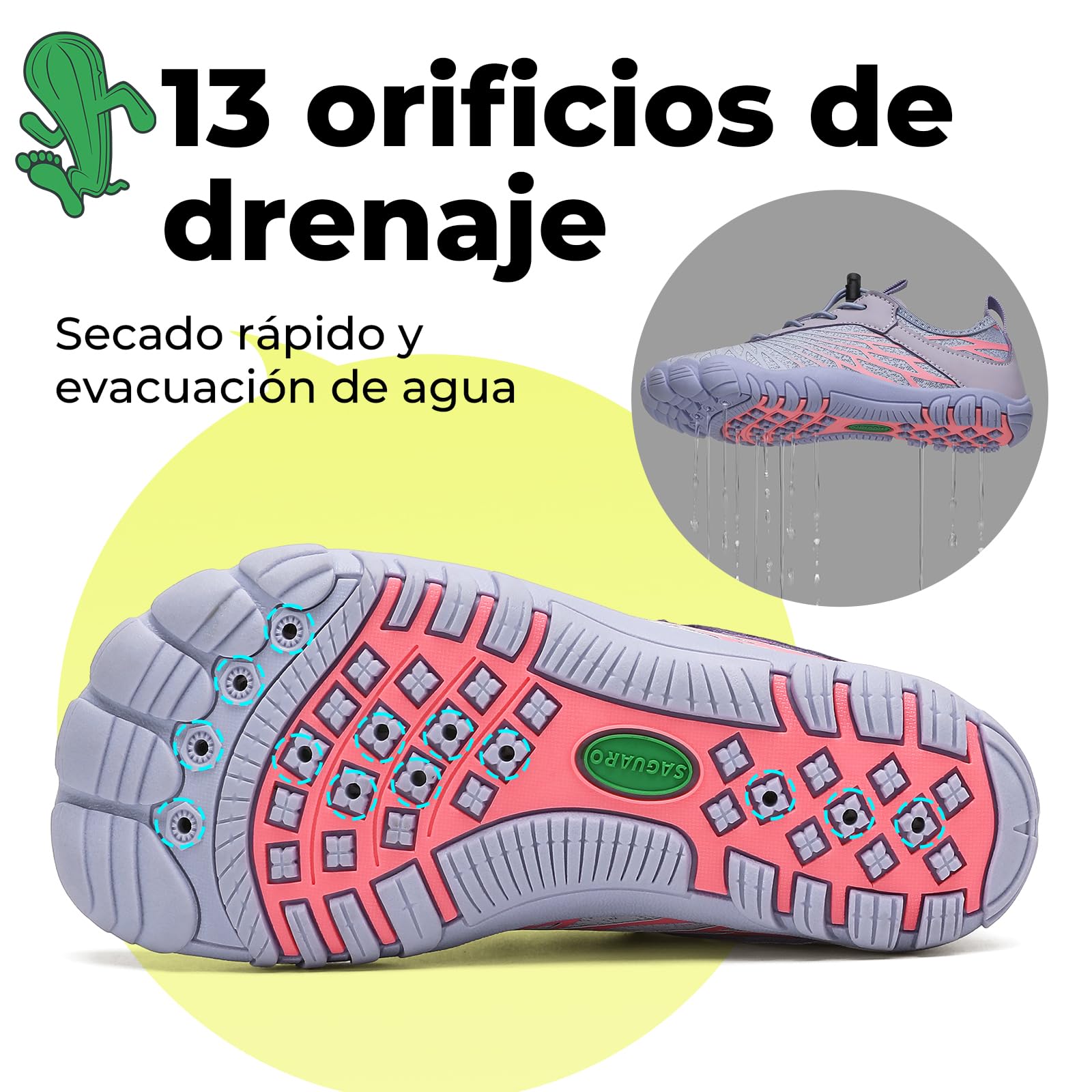 SAGUARO Zapatos descalzos para niños, de secado rápido, transpirables, con puntera ancha, talla 25-35