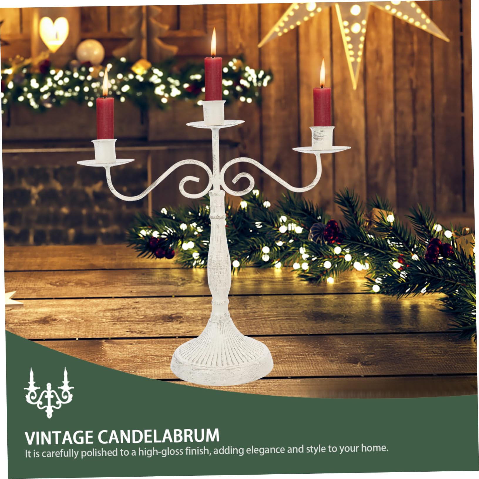 Candelabro Vintage in Ferro Bianco, Design Multi-testa per Tavolo