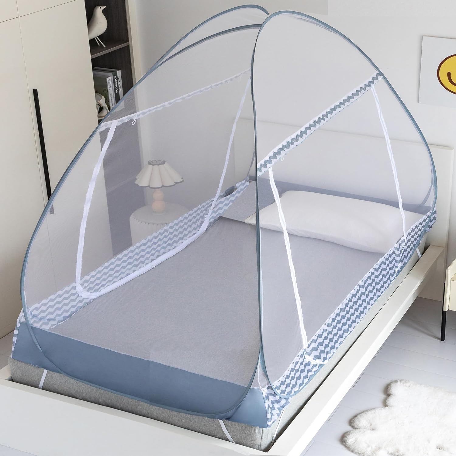 Instant Pop-Up Mosquito Net Tent for Bed | Full Enclosure Design with Ultra-Fine Mesh & Portable Foldable Frame | Indoor/Outdoor Camping, Travel Bed Canopy - Easy Setup & Pack up(Double Size) L79 x W47 x H55 inch