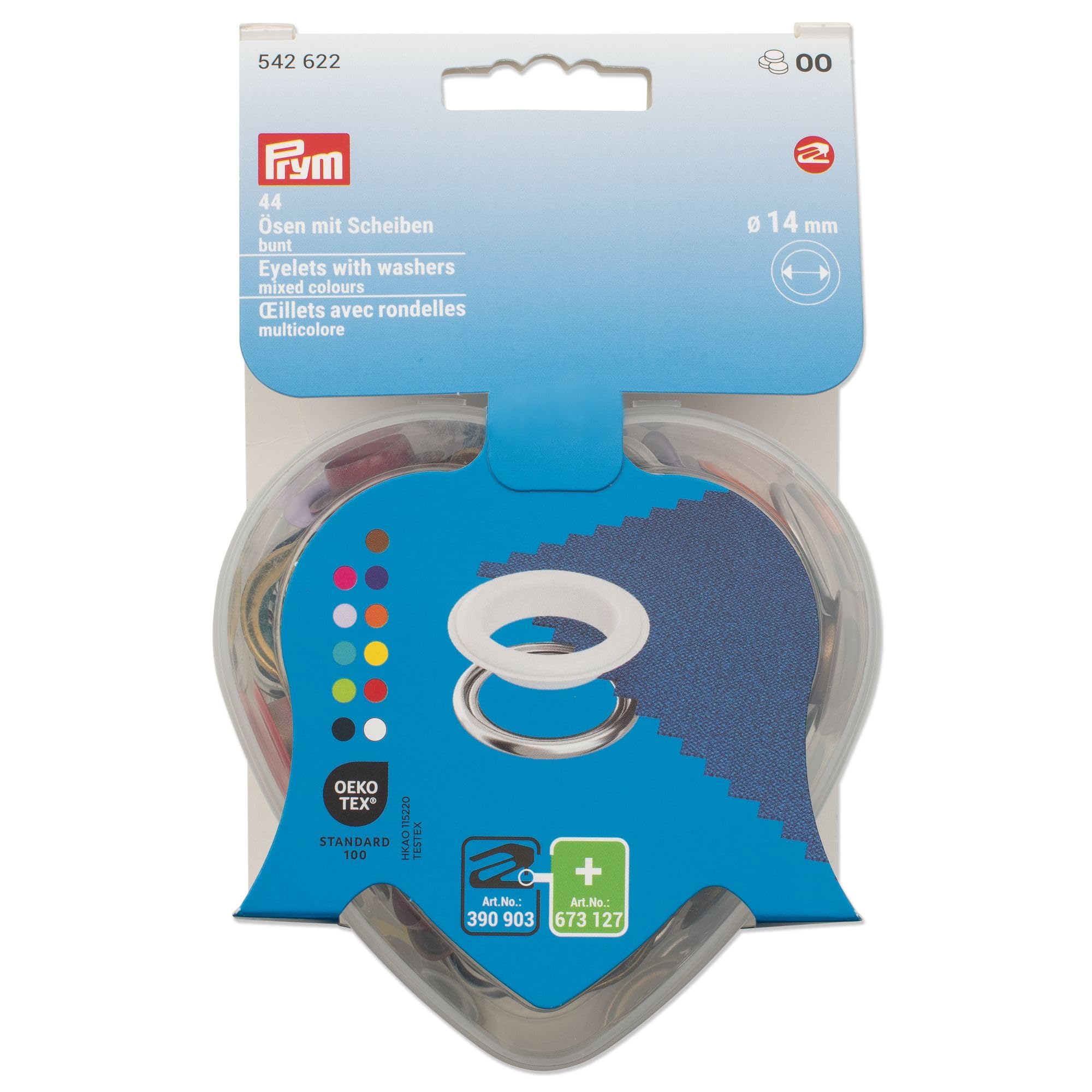 Prym 542622 Eyelets with Washers Colourful in Heart Box 14 mm Compatible with Vario Creative Tool