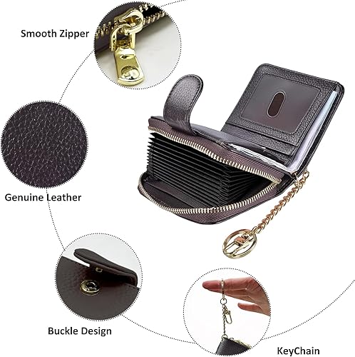 Miniatura 3 de Beurlike Cartera de tarjeta de crédito RFID para mujer, estuche organizador de cuero para mujer, pequeño titular de la tarjeta de seguridad