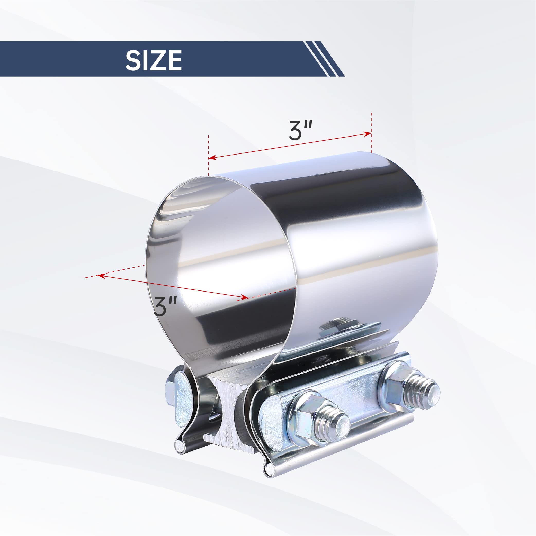 Exhaust Clamp 1 Pair 2pcs SHLPDFM 2" Stainless Steel T409 Narrow Band Exhaust Sealant