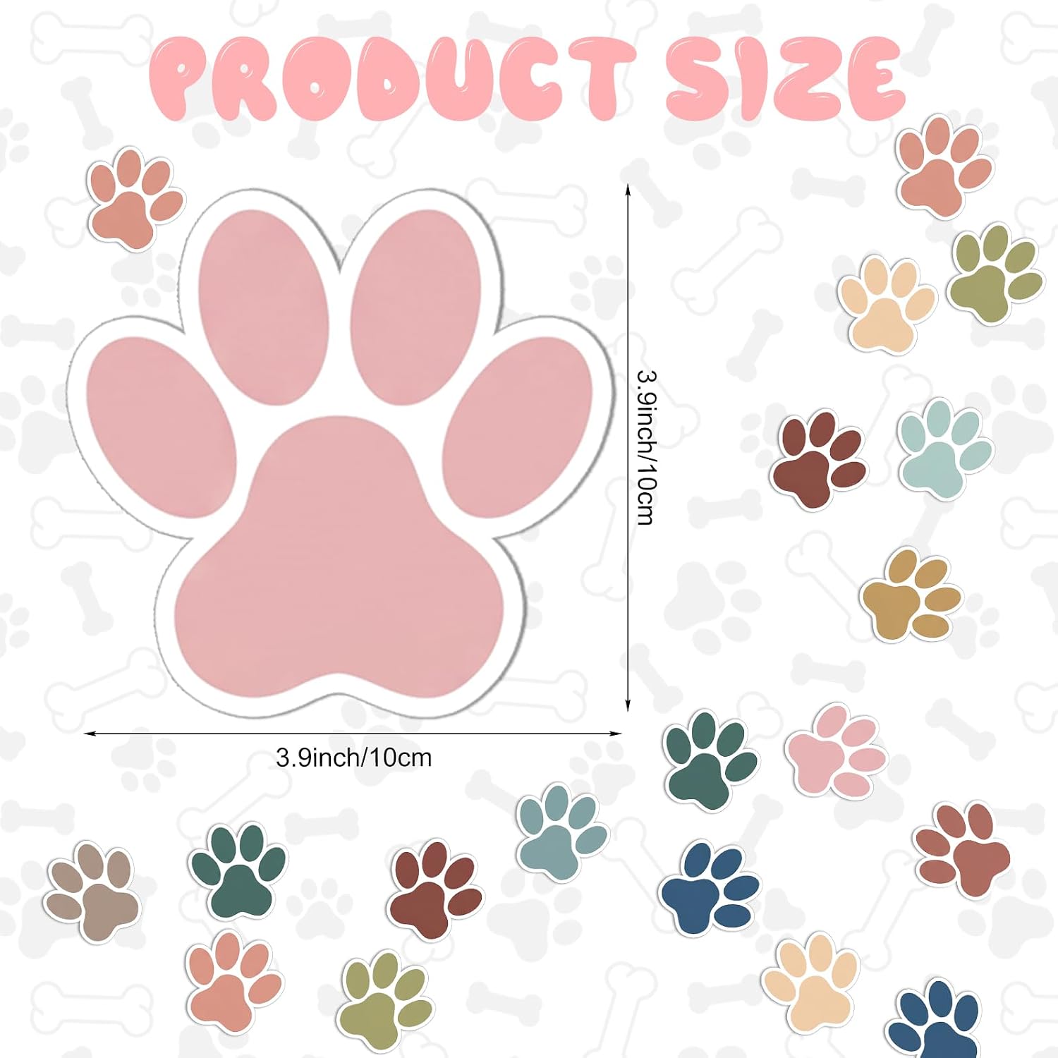 Junkin 60 Pcs Paw Print Cutouts Mini Accents for Classroom, Bohemian Colors image 2
