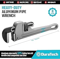 Vista 2 de DURATECH Llave de tubo recto de aluminio de 8 pulgadas de servicio pesado, ajustable, forjada por goteo, supera el estándar GGG
