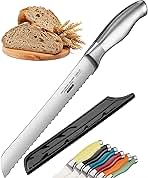 Orblue Serrated Bread Knife with Upgraded Stainless Steel Razor Sharp Wavy Edge Width - Bread Cutter Ideal for Slicing Homemade Bagels, Cake (8-Inch Blade with 5-Inch Handle)