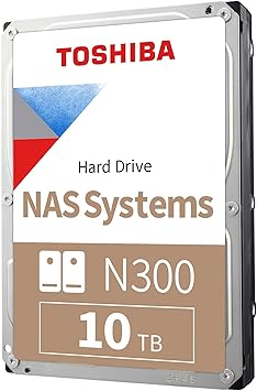 Toshiba 10TB N300 NAS Internal HDD - 3.5" SATA-3 512MB Cache 6GB/s 7200RPM Internal Hard Drive 7/24 NAS Unit Server and Security Disk MN10ADA10TS