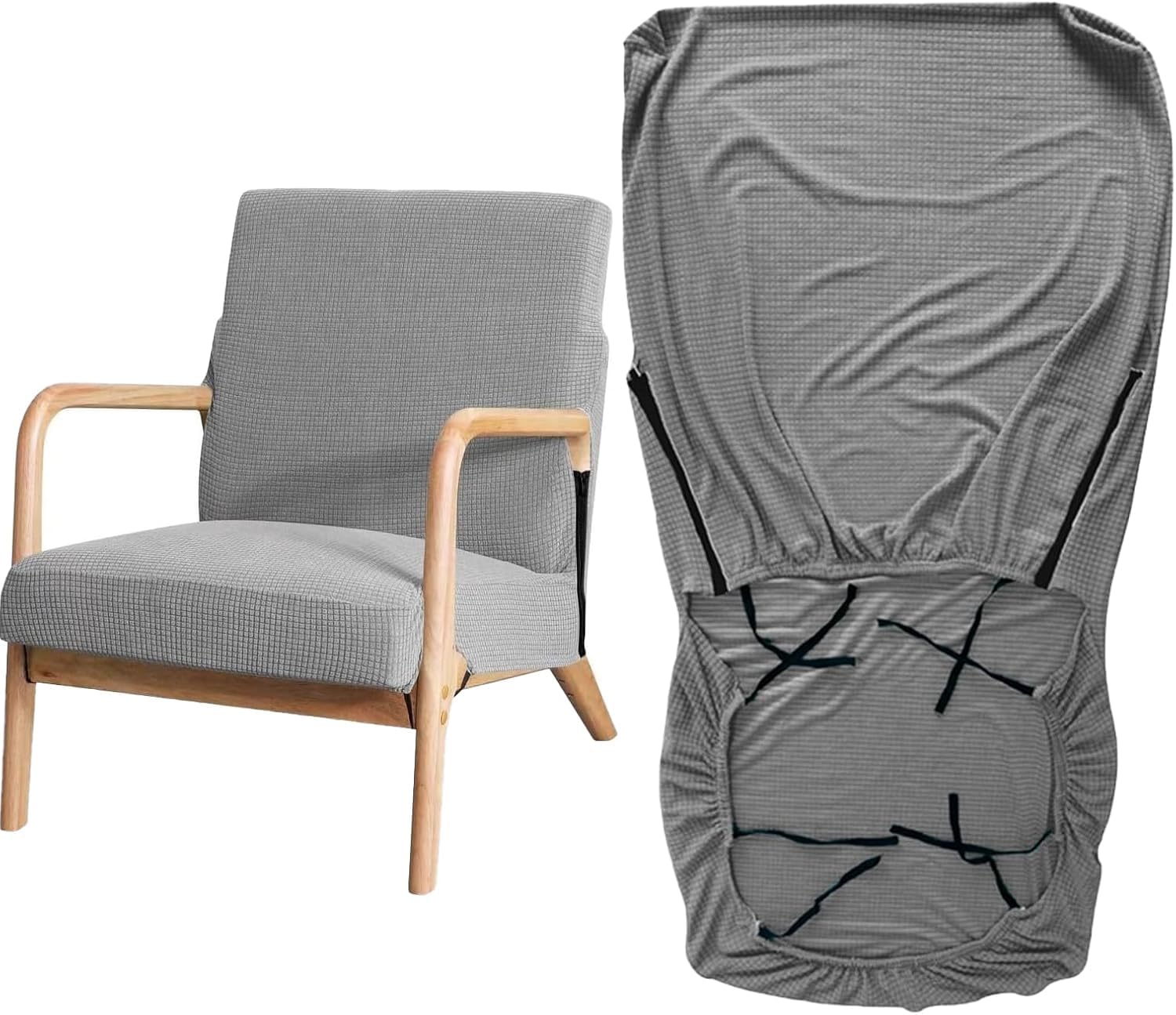 YongXinMY Stretch Arm Chair Covers - Mid-Century Modern Upholstered Protector Wooden Armchair Slipcover Elastic Furniture Protector for Living Room Hotel Reading Chair Single Sofa (#12)