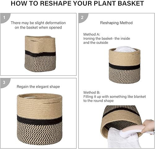 Miniatura 36 de TIMEYARD – Cesta para plantas de cuerda de yute, cesta tejida grande moderna para macetas de 11'' para jardineras interiores, cesta de Yute Mixto