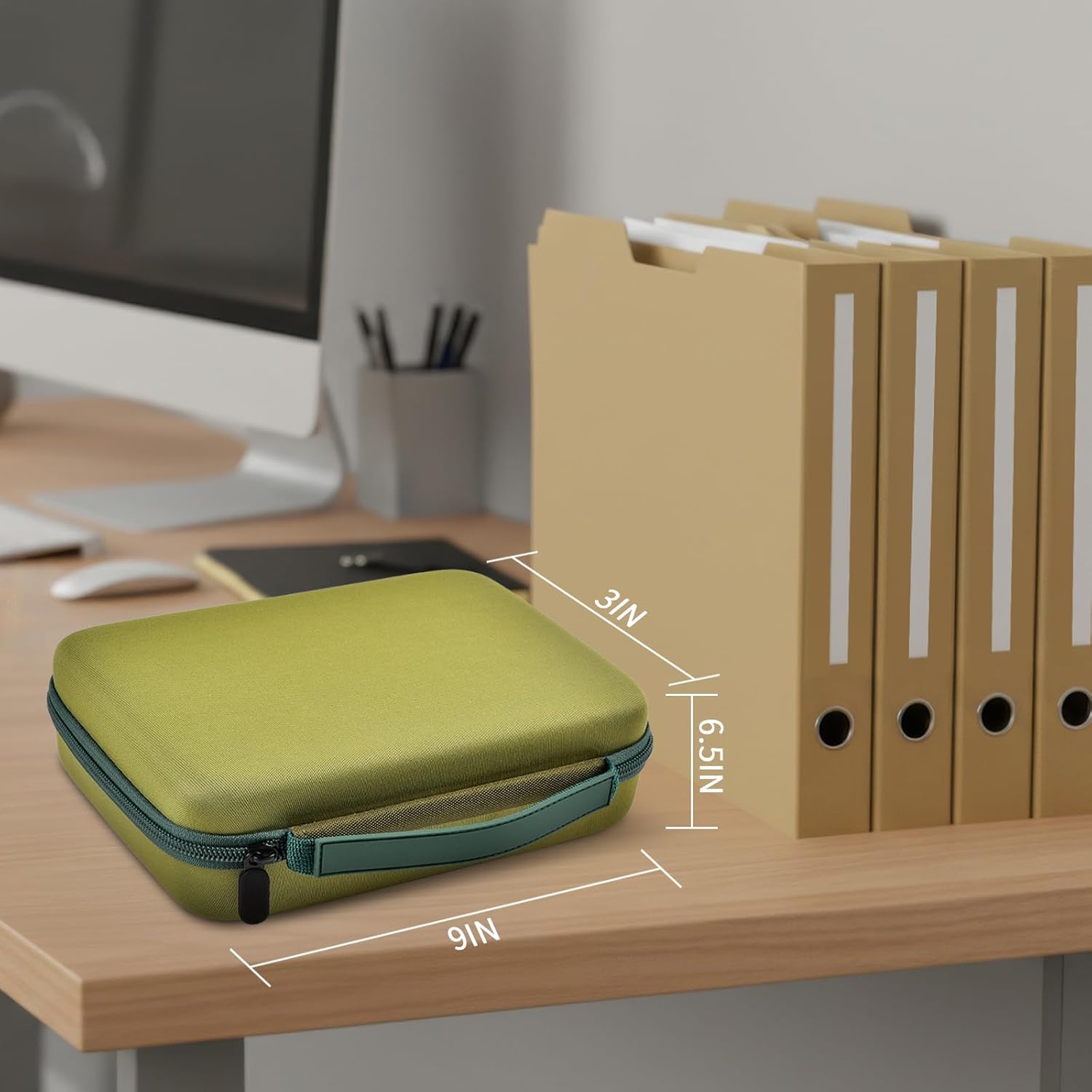 Case Compatible with Brother for P-Touch PTH110/ PRTH110/ Pro PT-H111/ PTE110 Portable Label Maker, Labeler Printer Storage Holder for Label Tapes, AC Adapter, Charging Cables (Box Only) (Green) - Image 7