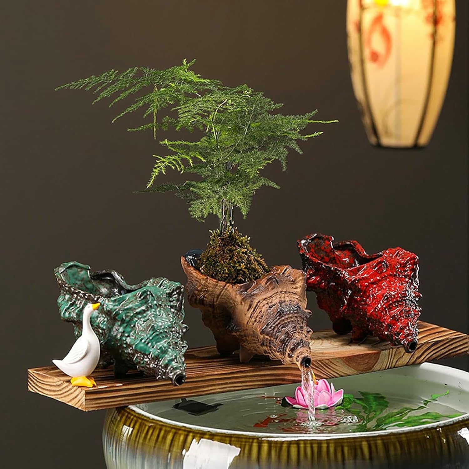 Garden Pond Spitters Fountain, Waterfall Ceramic Jar Fountain Decor, Circulation Outlet Spray Tank, for Garden, Hotel, and Fish Pond Landscape Decoration