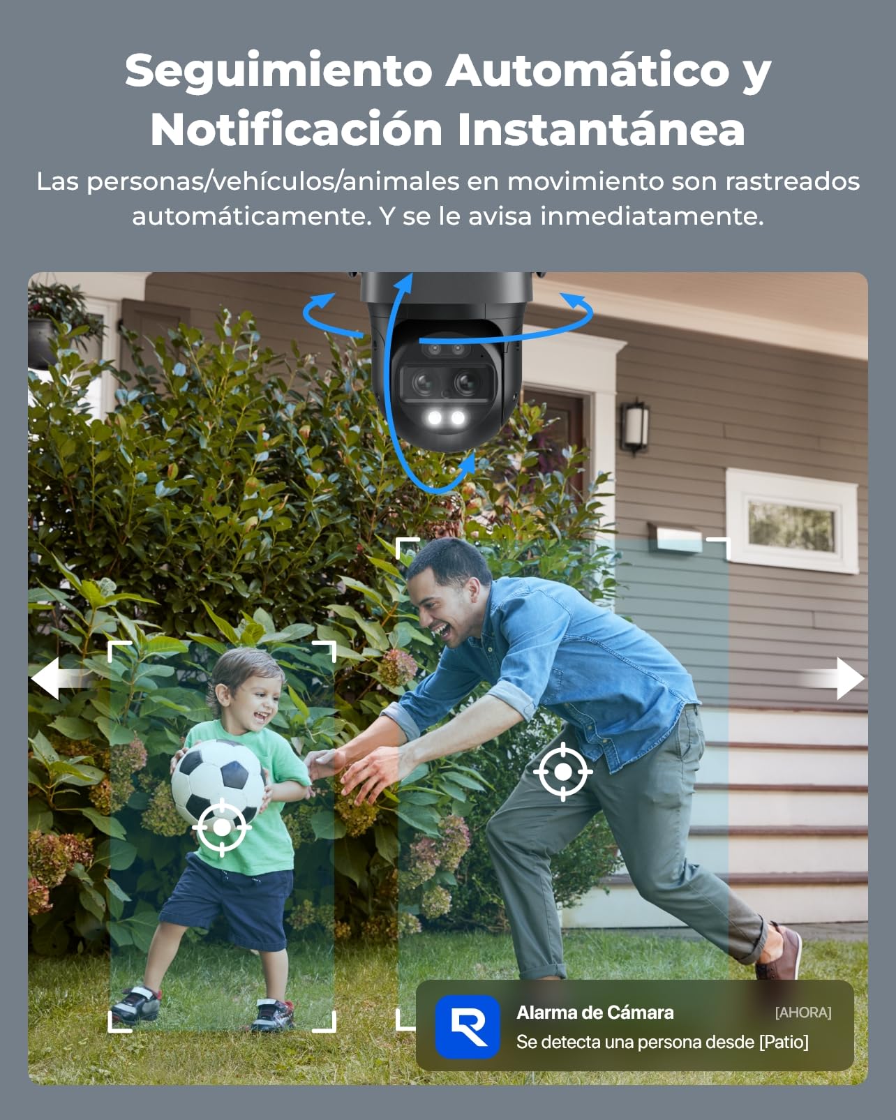 Reolink 4K Wi-Fi 6 PTZ Camara Vigilancia WiFi Exterior con Doble Lente, Zoom Híbrido 6X, Detección de Personas/Vehículos/Animales, Seguimiento Automático, Visión Nocturna en Color, TrackMix WiFi Gris