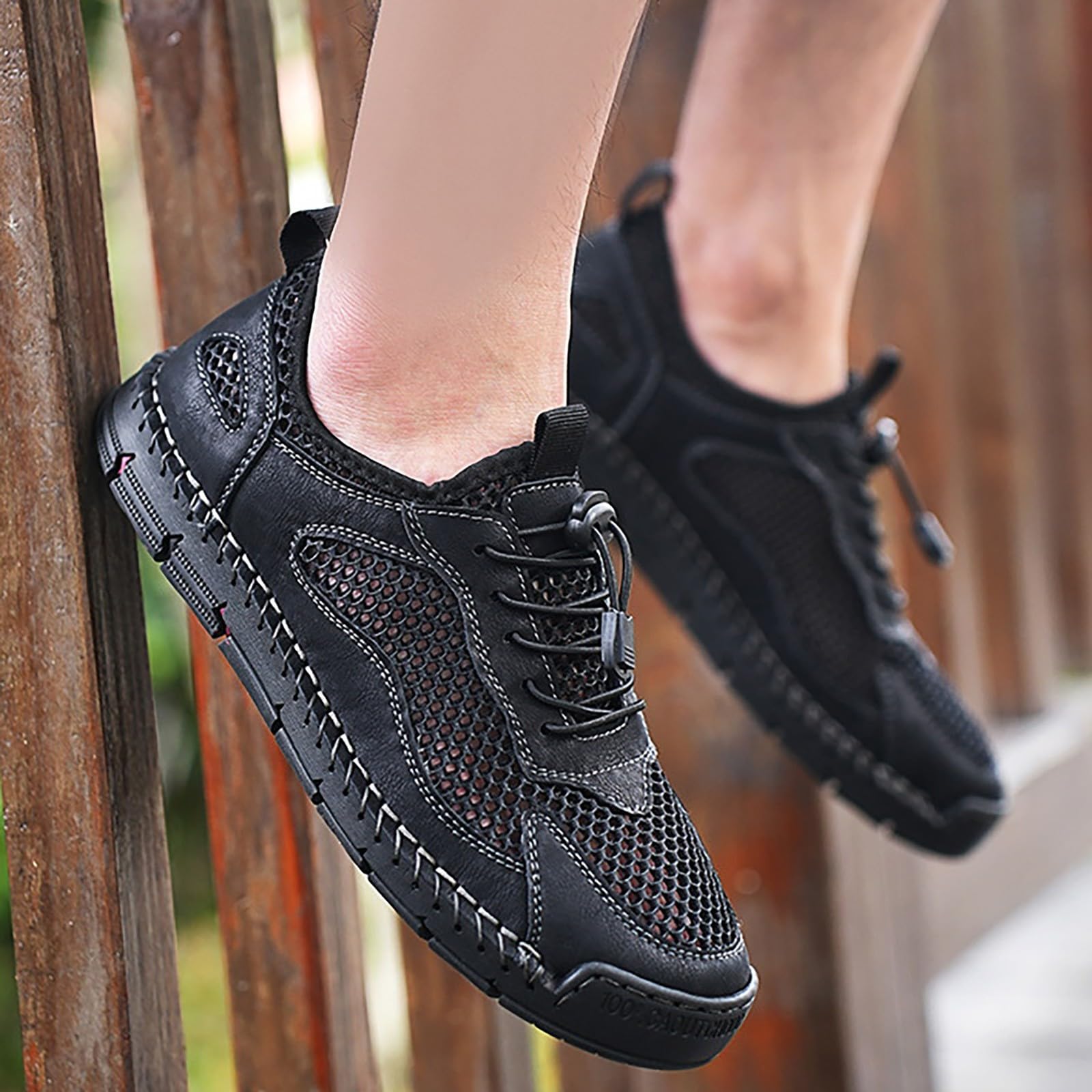 Generisch Turnschuhe Herren Sommer, Sneaker Herren Flache Sohle, Freizeitschuhe Leichtgewichts Laufschuhe rutschfest Walkingschuhe Mit Schnellverschluss Fitnessschuhe Einfarbig Schlupfschuhe