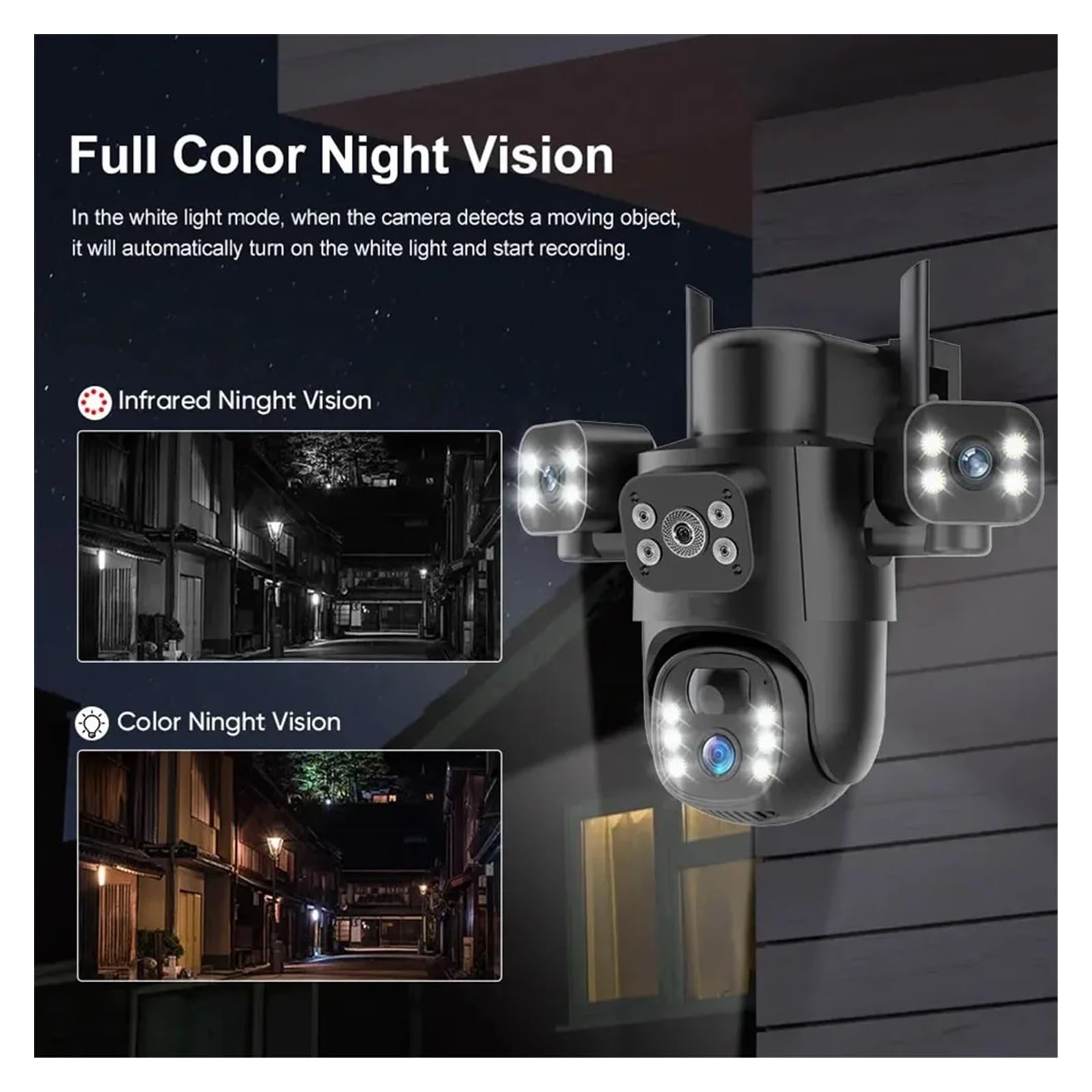 Security Camera, Cámara Solar PTZ WiFi de 6 MP con Tres Lentes y Pantallas, Seguimiento automático, IP 4G for Exteriores, protección Seguridad, vigilancia CCTV(4G Camera No Card)
